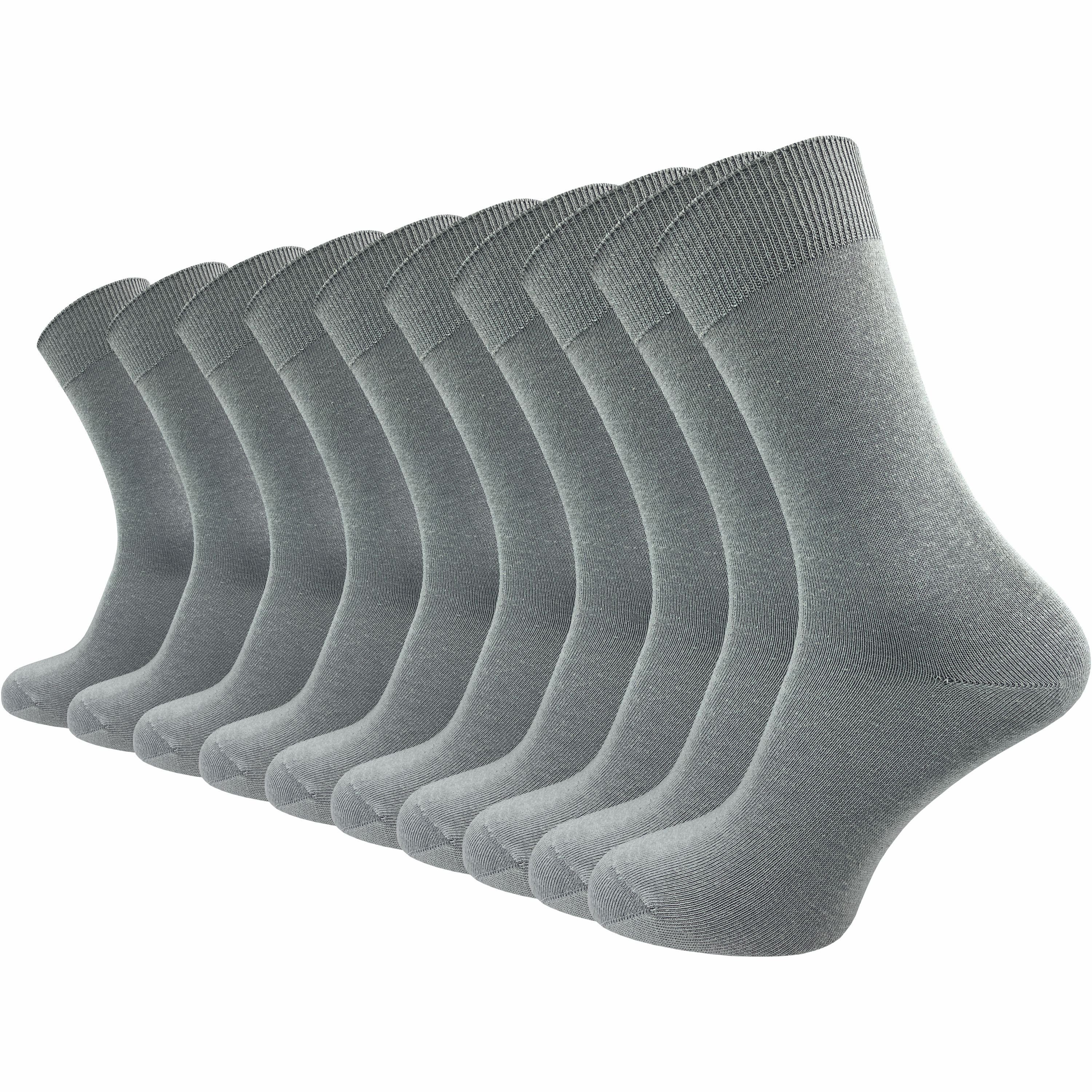 GAWILO Socken für Damen und Herren aus 100% Baumwolle, Business und Freizeit (10 Paar) mit venenfreundlichem Komfortbund grau