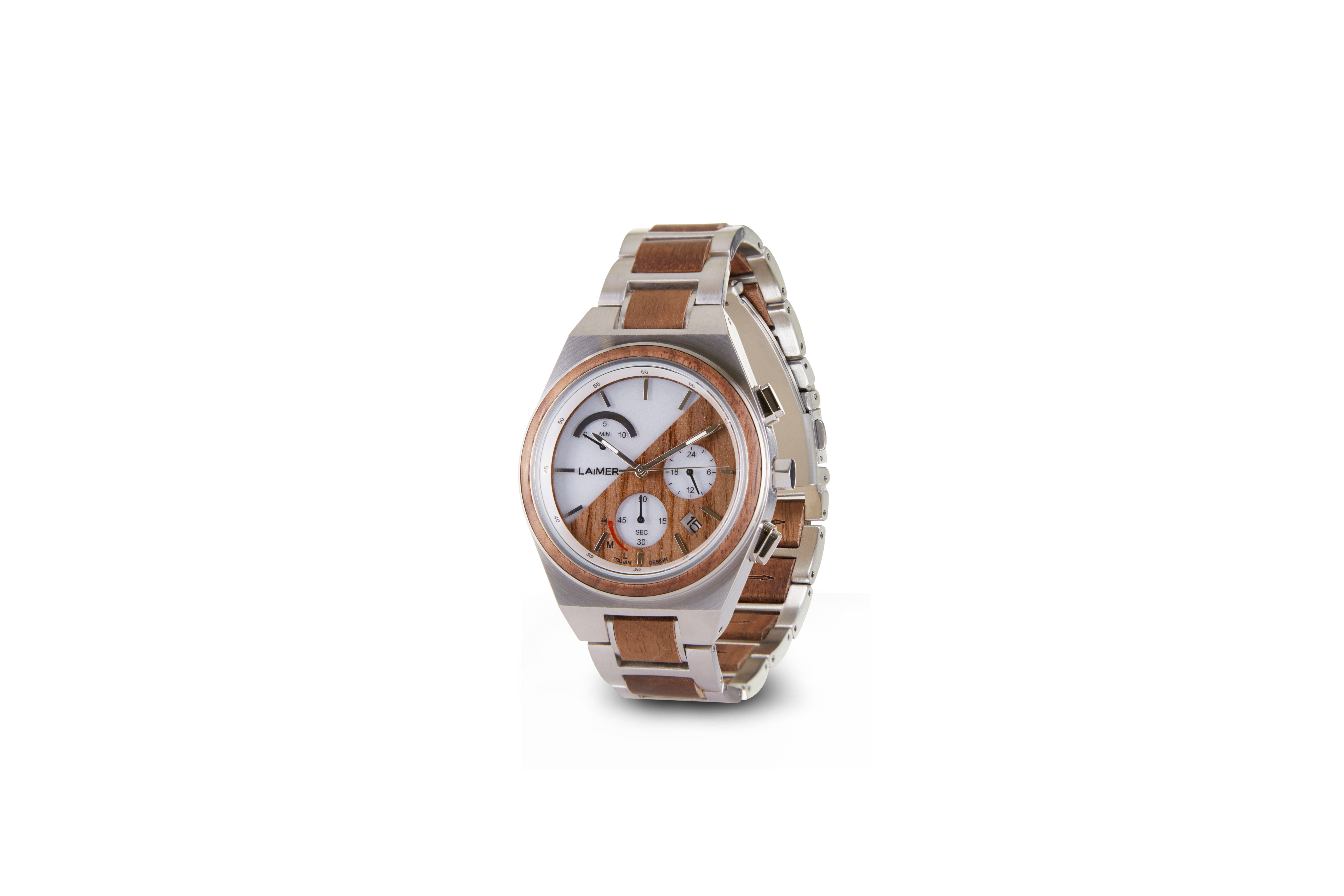 LAiMER Solaruhr Armbanduhr MILO SOLAR Nussholz 0148