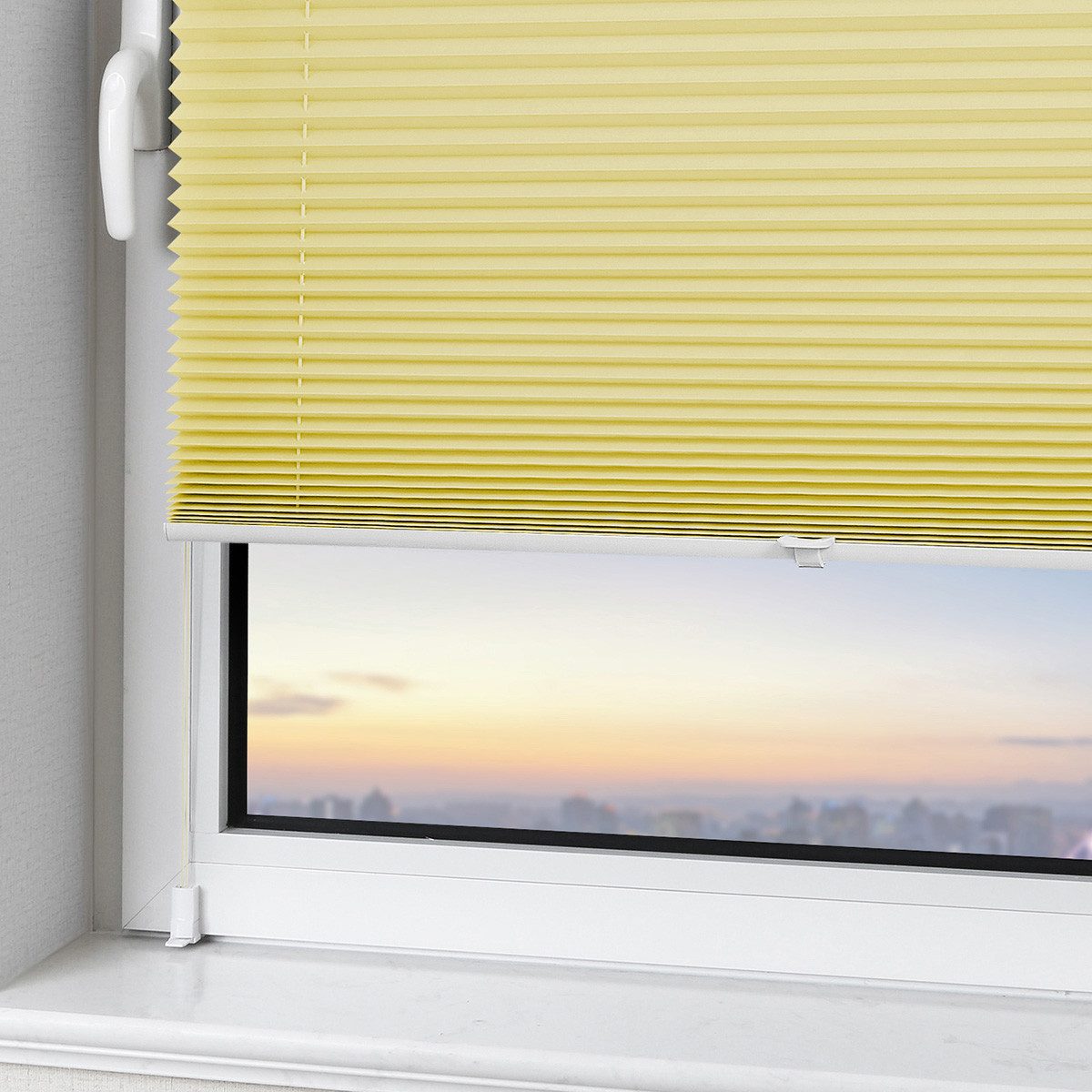 Vkele Plissee Ohne Bohren,Klemmfix,Weiß, Einfach Montage, Klemmträger, Easyfix Faltrollo mit Klemmträger Sonnenschutz und Sichtschutz