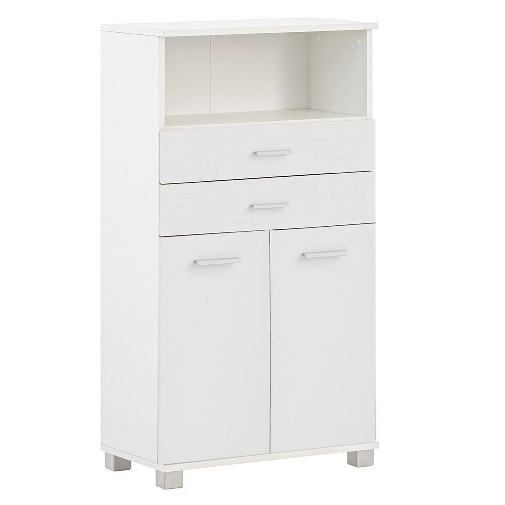 Lomadox Highboard PROVIDENCE-80, in weiß matt, 2 Schubladen, 2-türig, modern