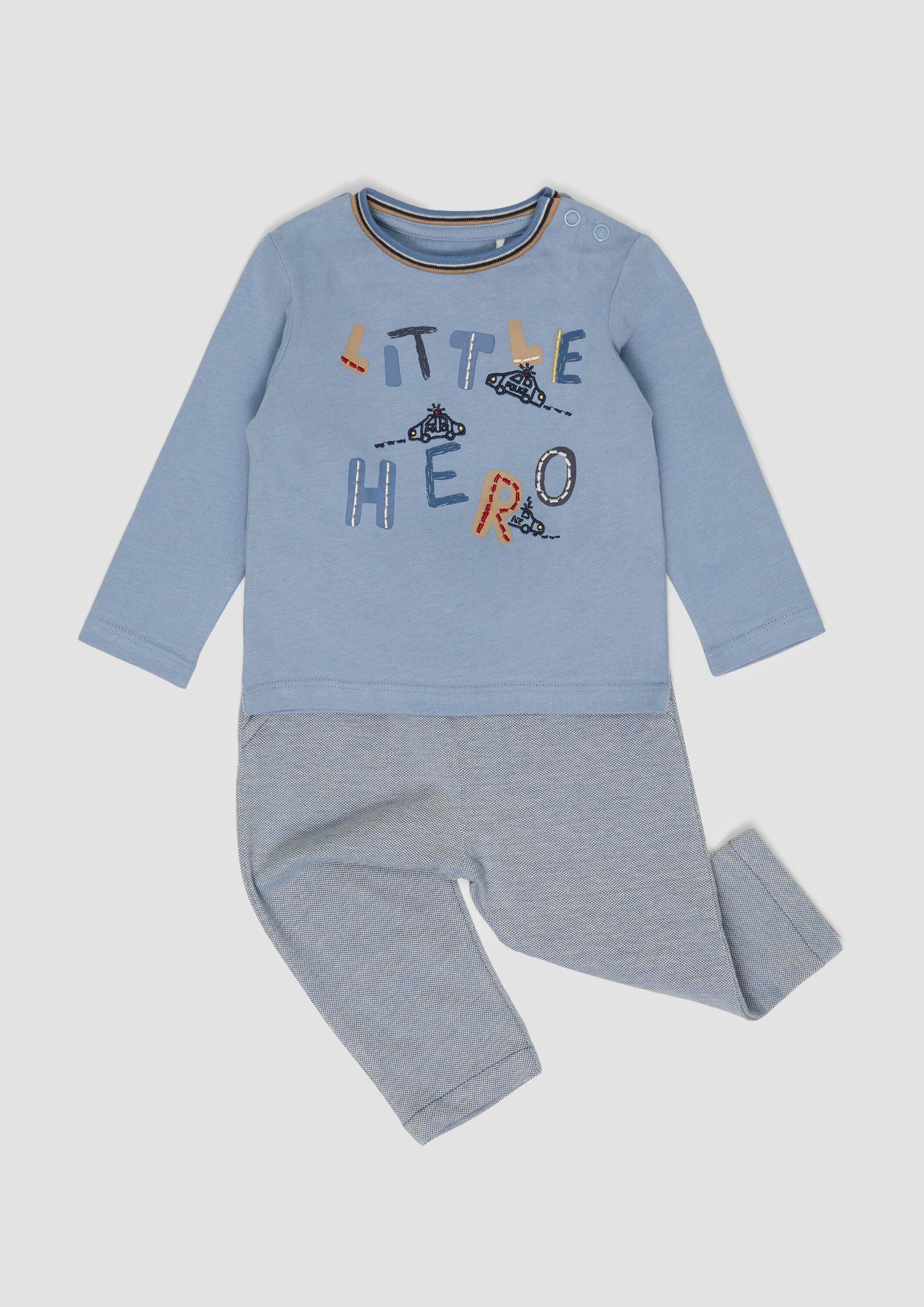 s.Oliver Langarmshirt T-Shirt Langarmshirt mit Frontprint und Stickerei