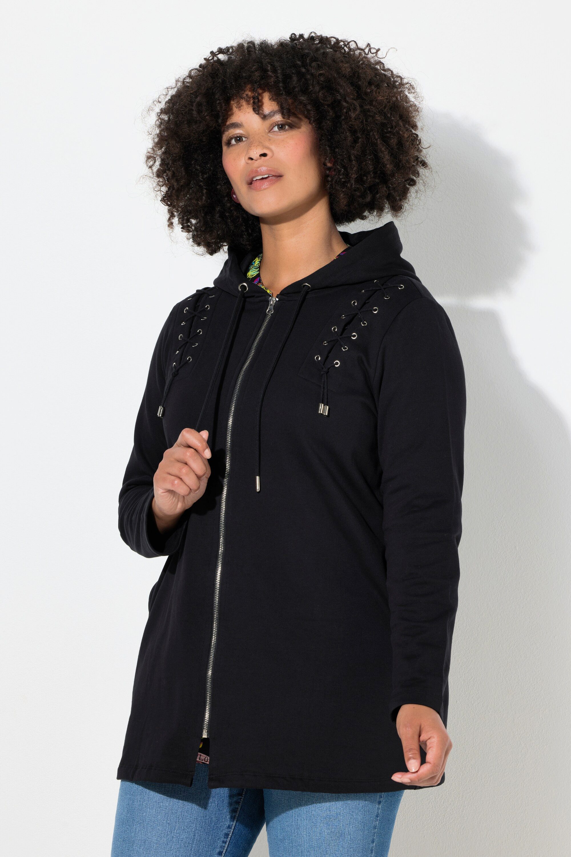 Angel of Style Sweatjacke Sweatjacke bequeme Passform Zier-Schnürung