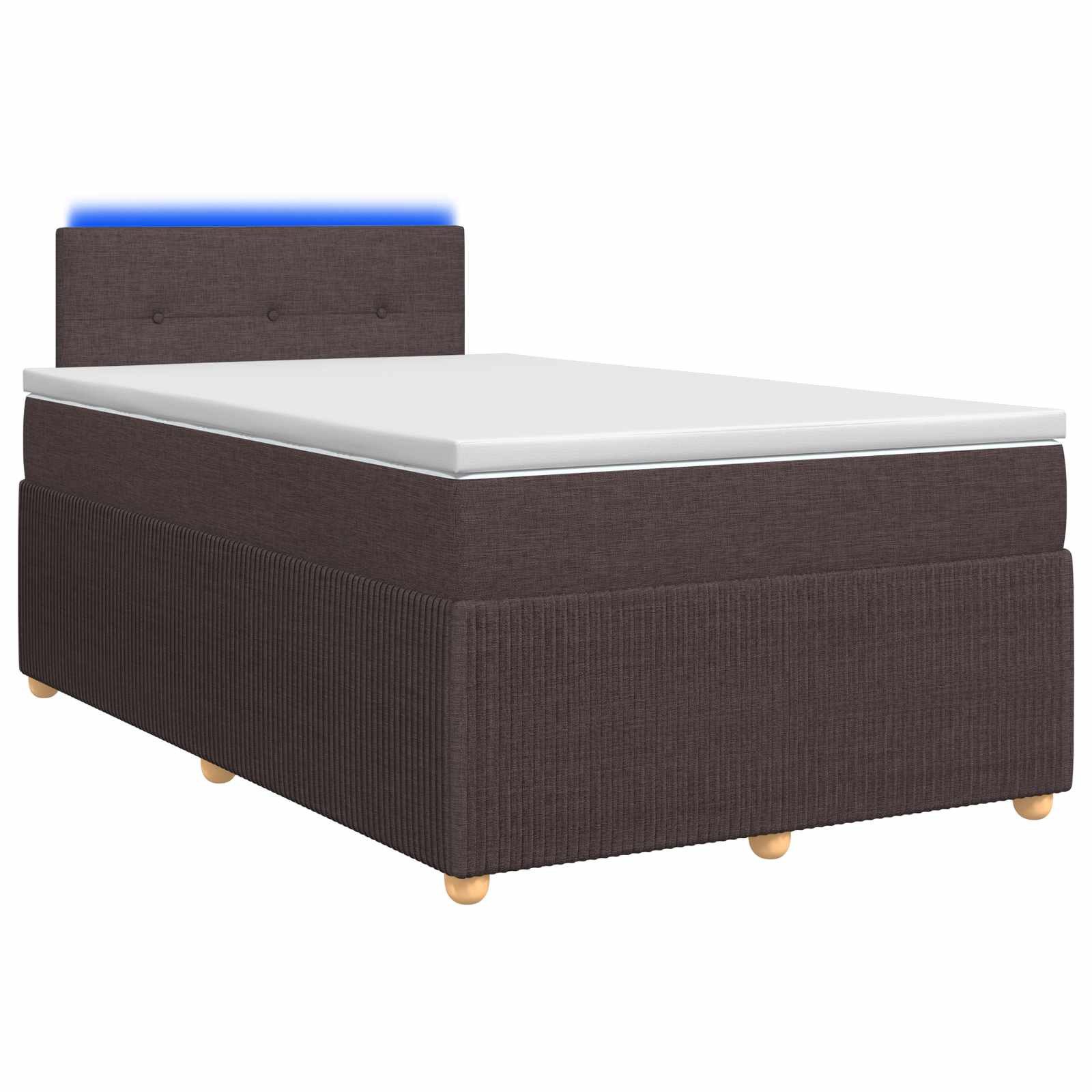 vidaXL Bett Boxspringbett mit Matratze Dunkelbraun 120 x 190 cm Stoff (1-tlg)