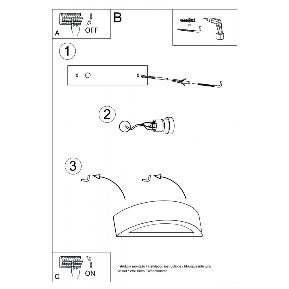 SOLLUX lighting Deckenleuchte Keramik Wandleuchte 41x15x10 cm Wandlampe 1x ATENA, ca. E27