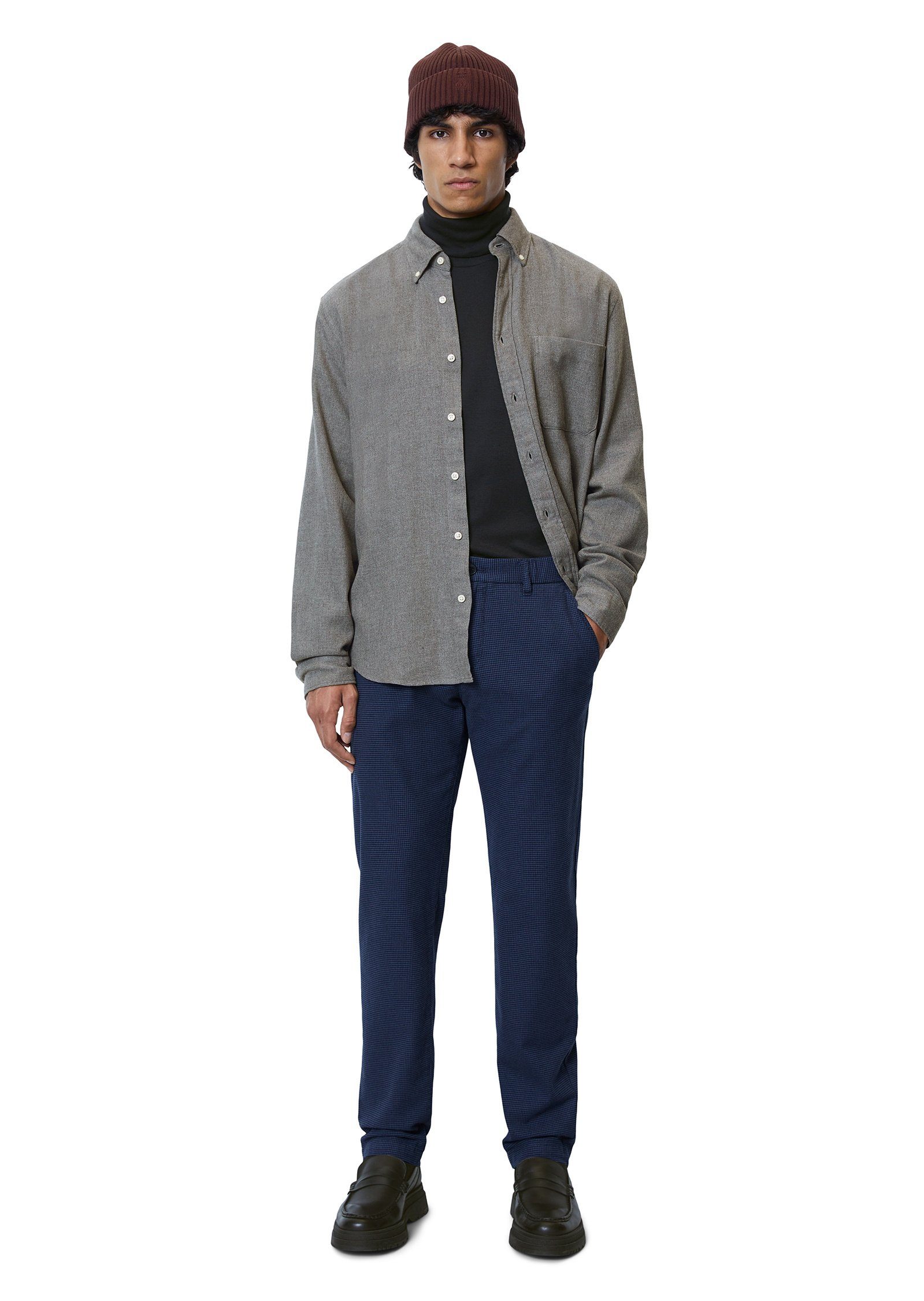 O'Polo Bio-Baumwoll-Flannel Marc Langarmhemd grau aus leichtem