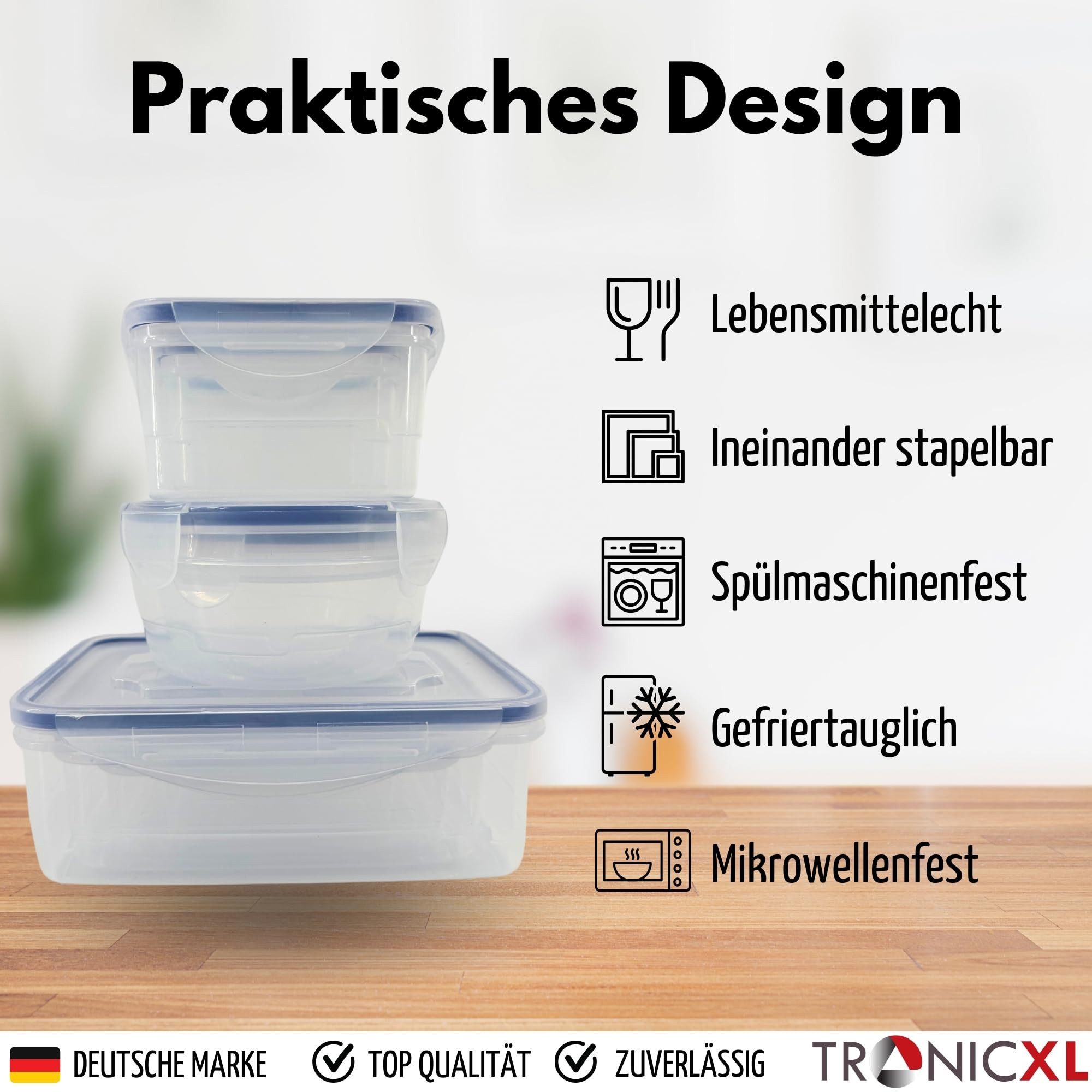 TronicXL Vorratsdose Frischhaltedosen Set Dosen mit Deckel Klick Frischhaltedose Kunststoff, Kunststoff