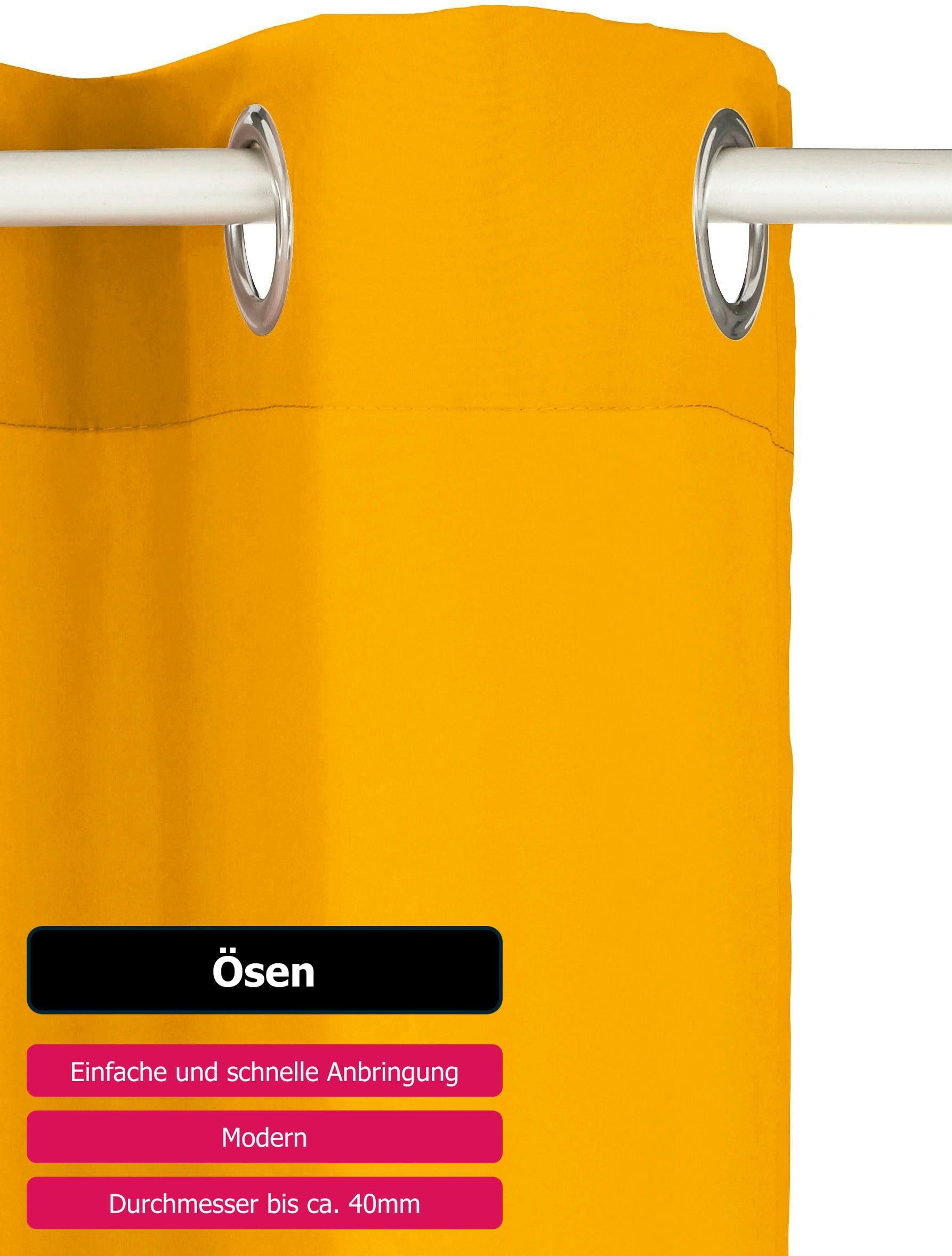 OTTO home Vorhang Raja mit Ösen, 2er Pack, blickdicht, Topseller! (2 St), Ösen, blickdicht, Polyester, einfarbig, Einfache Montage, Pflegeleicht, Ösen, 2 er Pac – Bild 4 von 5