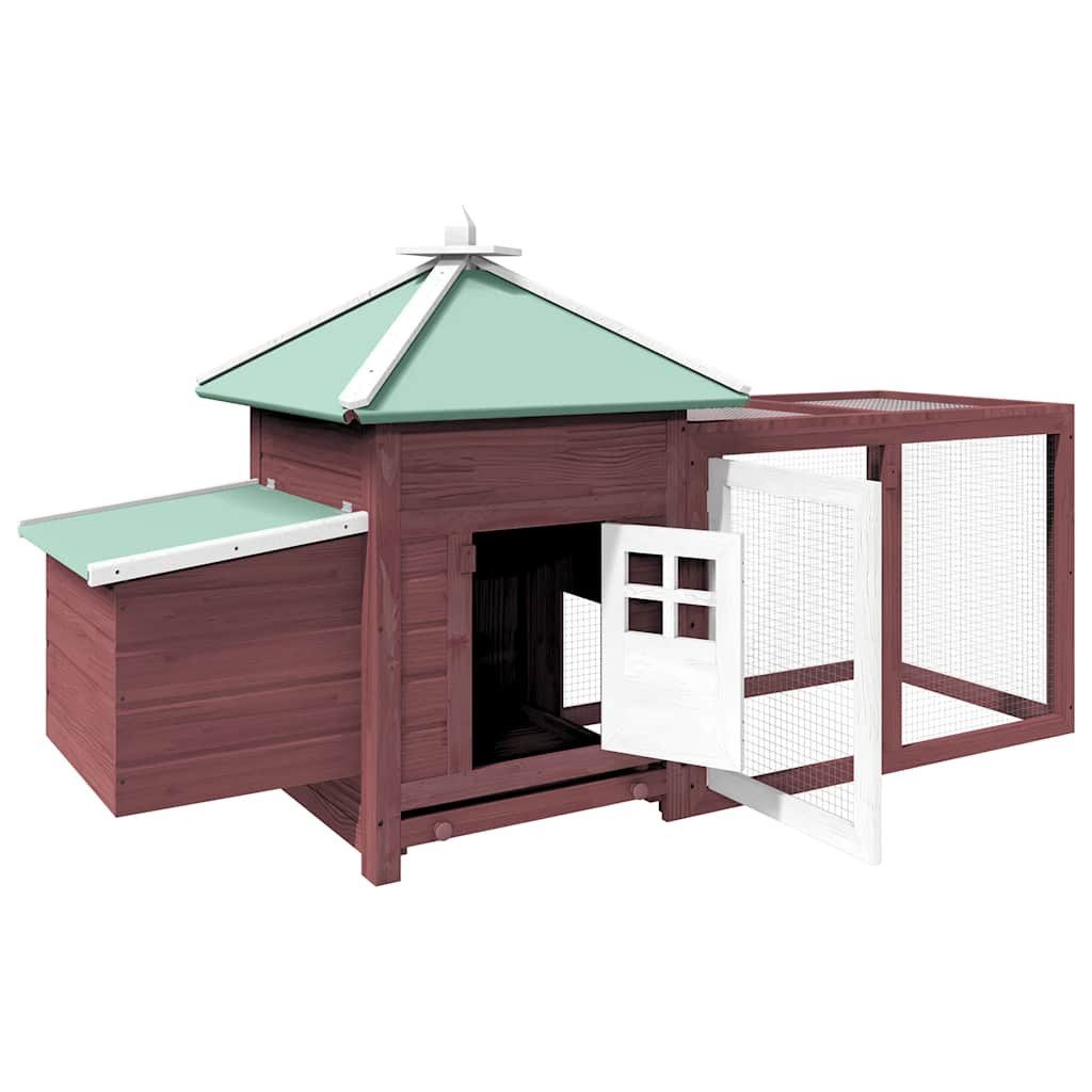 furnicato Hühnerstall Holz-190x72x102 cm in Mokka mit großem Auslauf, Wetterfestes Geflügelhaus mit Legenest und verzinktem Drahtgeflecht