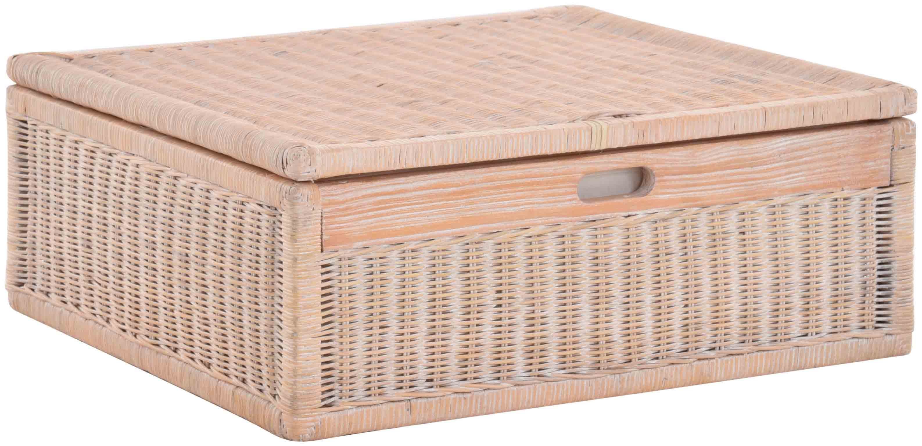 Krines Home Aufbewahrungskorb Großer Unterbett Schub aus Rattan 64x58x25cm / Unterbettkommode, mit Deckel, Bett Kasten Korb Kleider Aufbewahrung Box