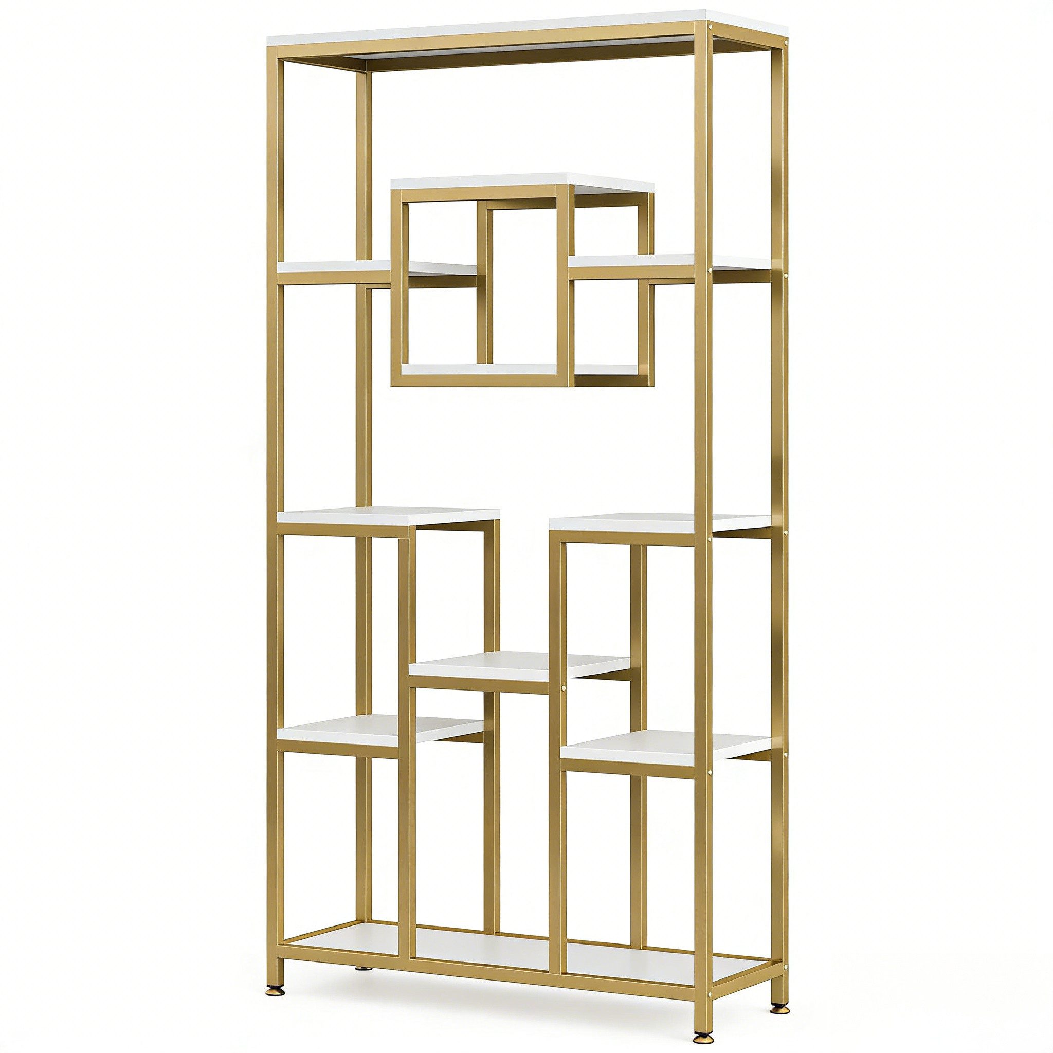 Celya Bücherregal 180 cm hohes Gold-Etagen-Bücherregal