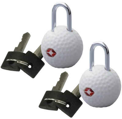 Trendyshop365 TSA-Vorhängeschloss im 2er Set Kofferschloss mit Schlüssel Golfball-Design, (Set, 2-tlg), Bügelschloss