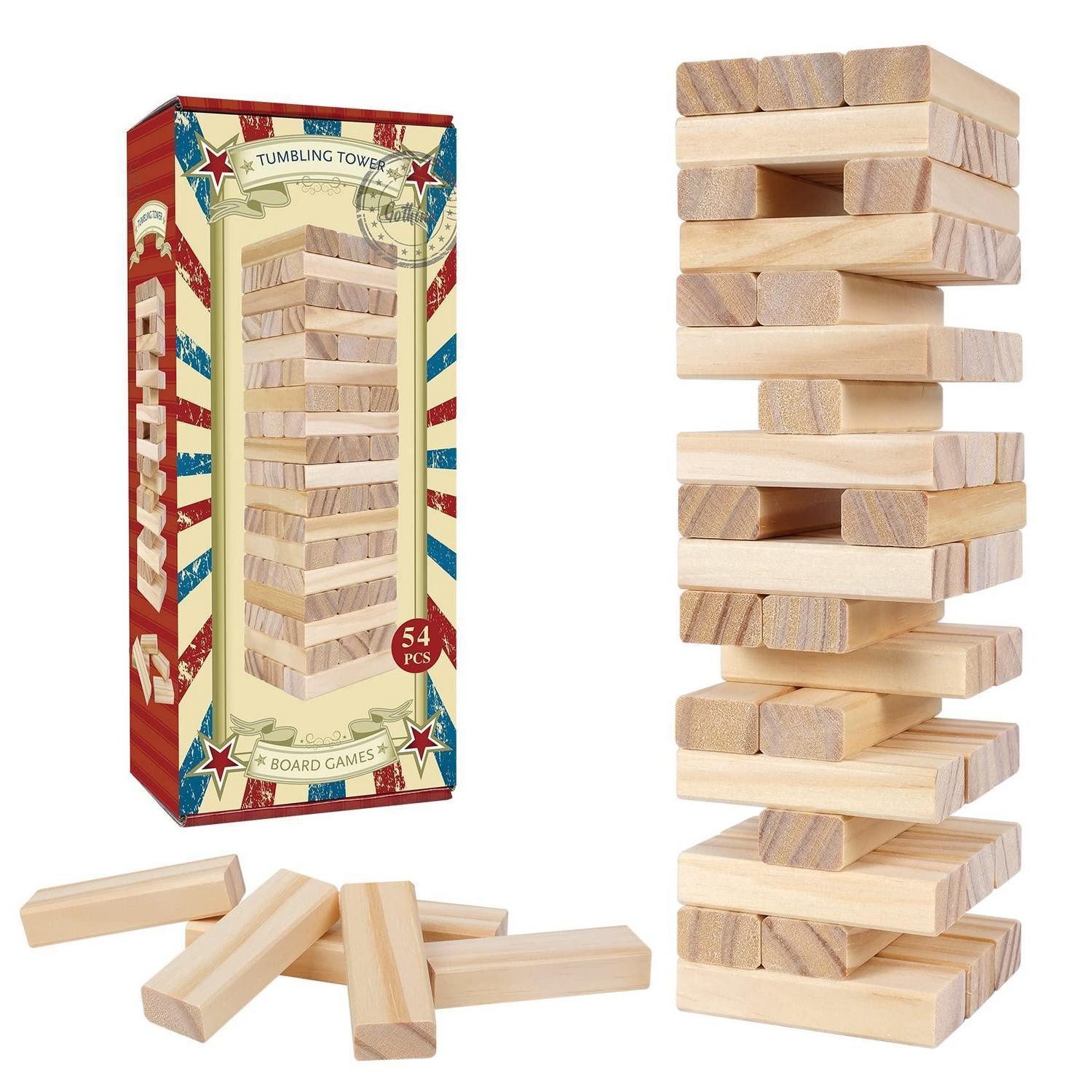 LuxusKollektion Stapelspielzeug Holzstapelspiel 54 Blöcke