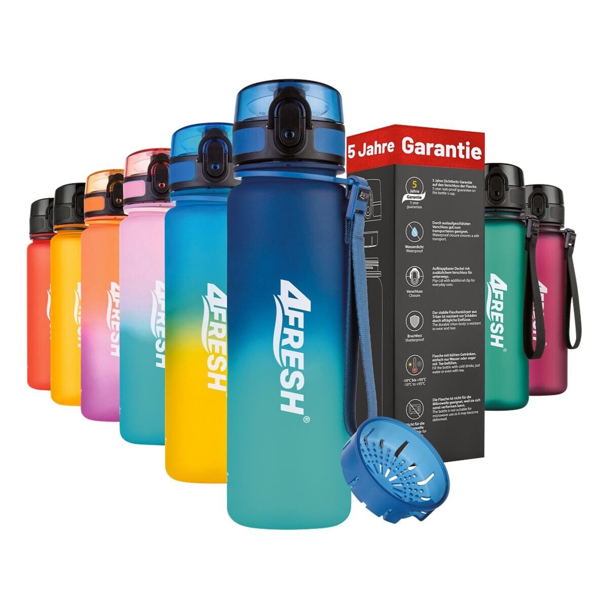 4FRESH Trinkflasche Colourful Gradient, 500 ml