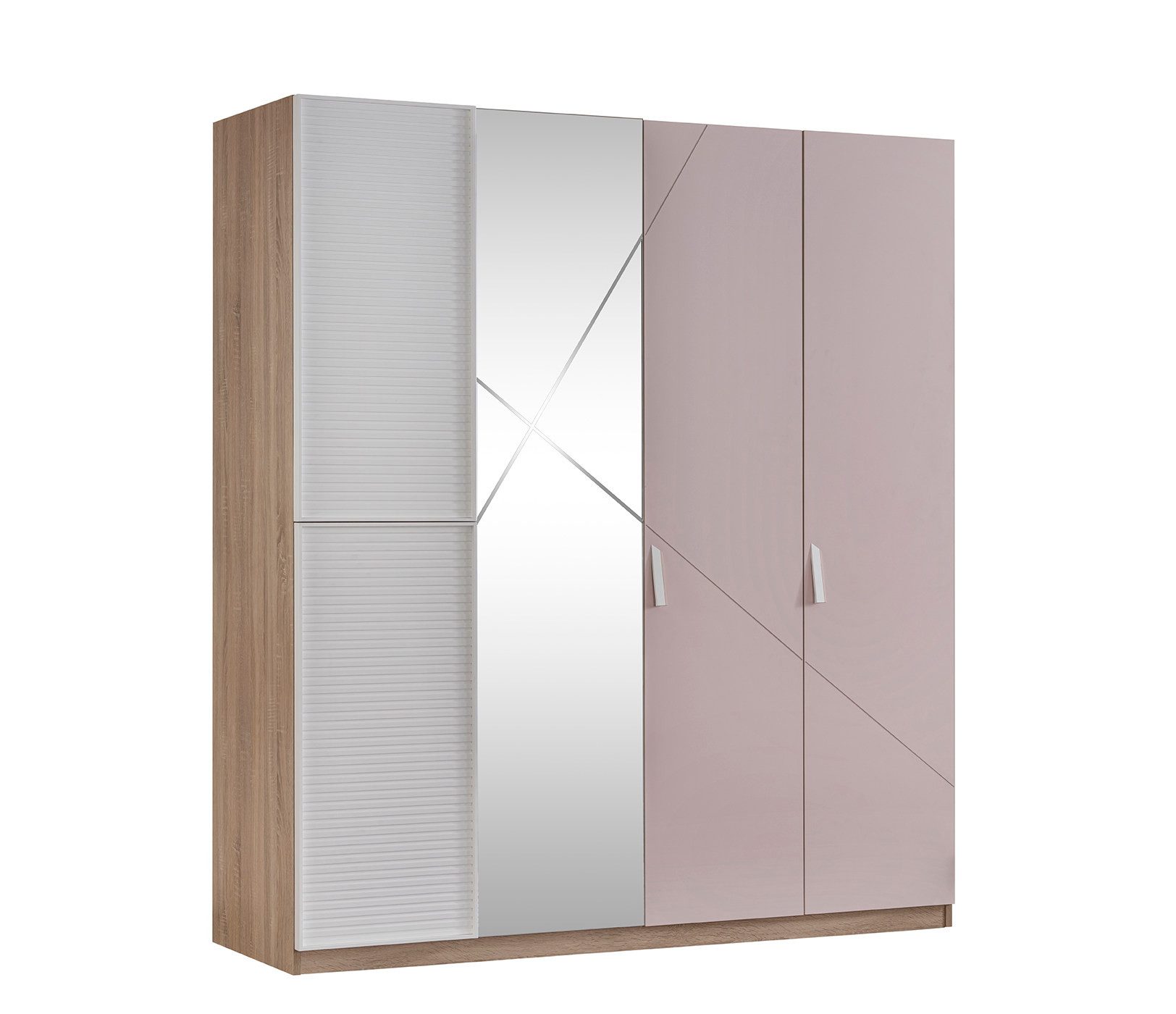 Möbel-Zeit Kleiderschrank CITY 4-türig – Spiegeltür – Inkl. LED-Beleuchtung & Soft-Close-System
