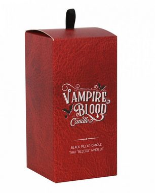 Horror-Shop Kerzenständer Große Schwarze Stumpenkerze mit Vampirblut 15cm