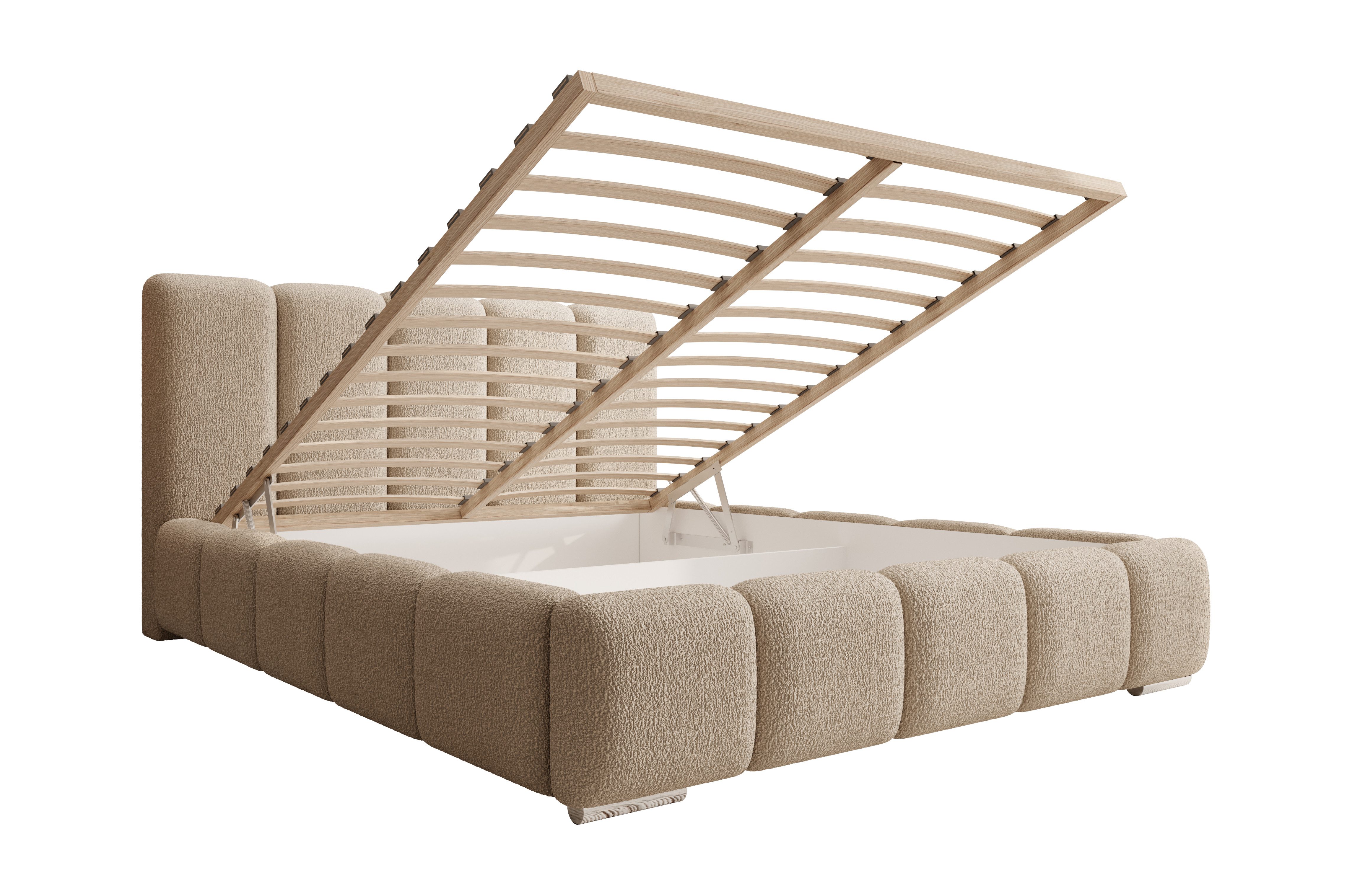 Compleo Polsterbett BUBBLE Velvet, Leistenlattenrost aus Holz, Modern bett