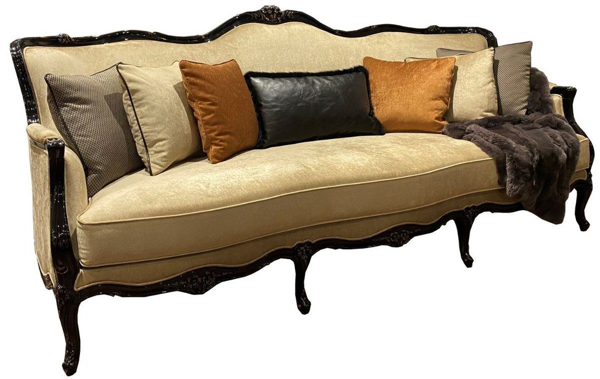 Casa Padrino Sofa Luxus Barock Wohnzimmer Sofa Gold / Schwarz / Antik Gold 230 x 90 x H. 105 cm - Hochwertige Wohnzimmer Möbel im Barockstil - Edel & Prunkvoll