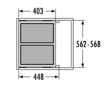 Hailo Einbaumülleimer Abfallsammler Euro Cargo S 600 30/30, Hailo Abfallsammler 3610621 CS Slide Euro-Cargo-S 2x 30 Liter