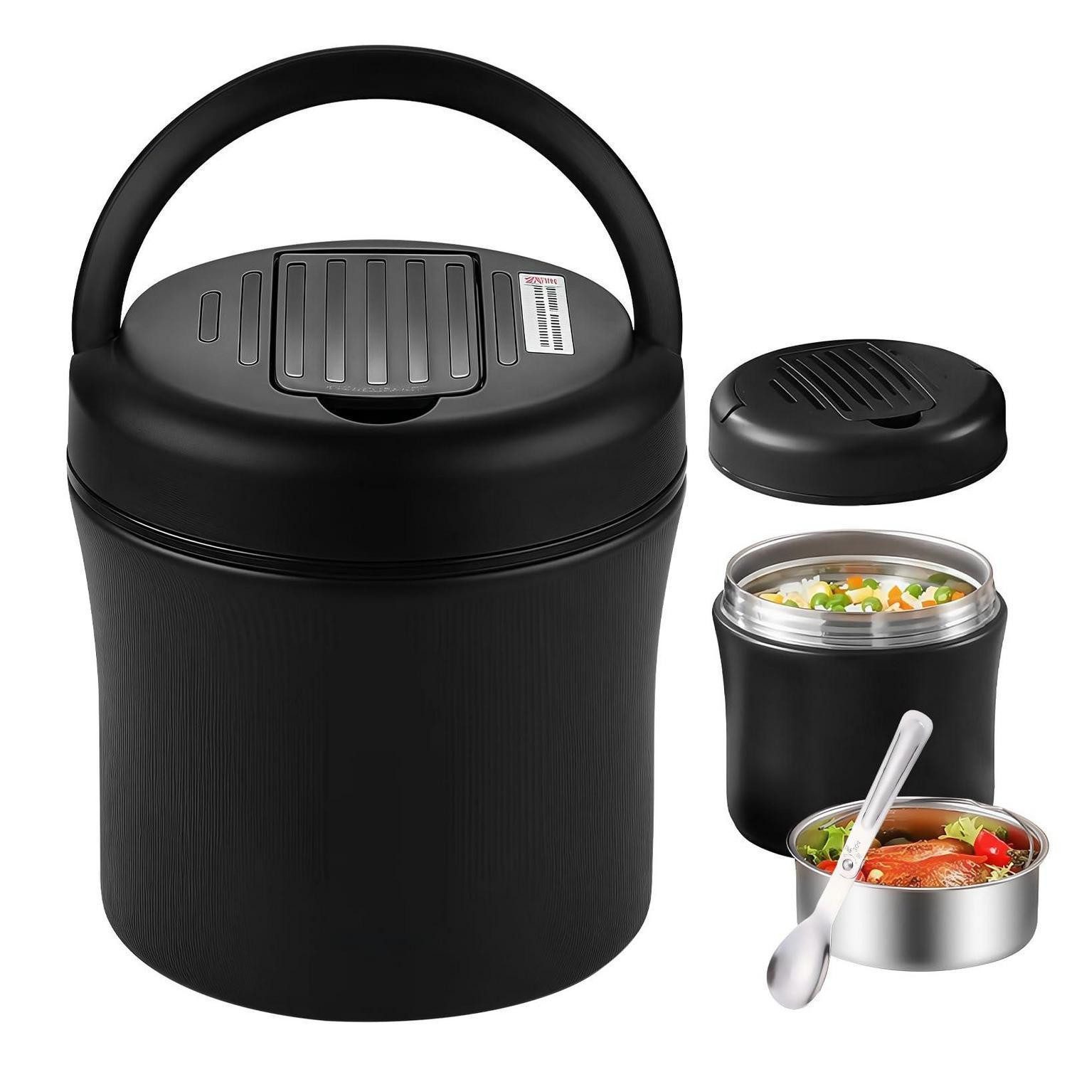 LuxusKollektion Thermobehälter Thermobehälter Essen 1.2L Schwarz, Metall
