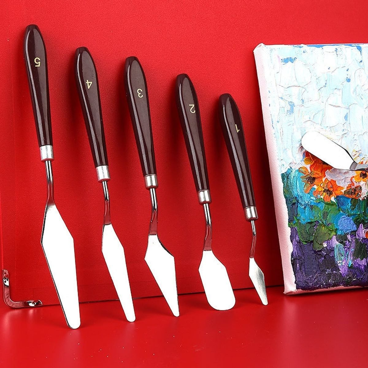 König Design Malerspachtel Spachtelset Spachtel Künstler Set (Packung, 5-St., Stück) Spachtelmesser Ergonomischer Griff für präzise Maltechniken