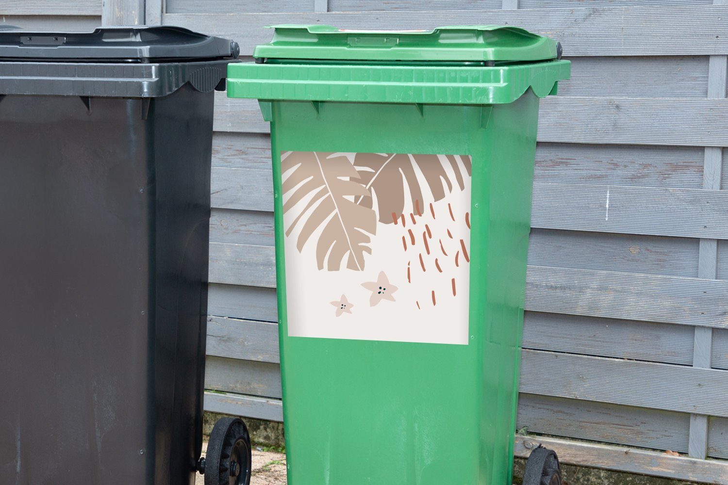 Sticker, (1 St), Stern - Mülltonne, Container, Mülleimer-aufkleber, Sommer Abfalbehälter MuchoWow - Blatt Wandsticker