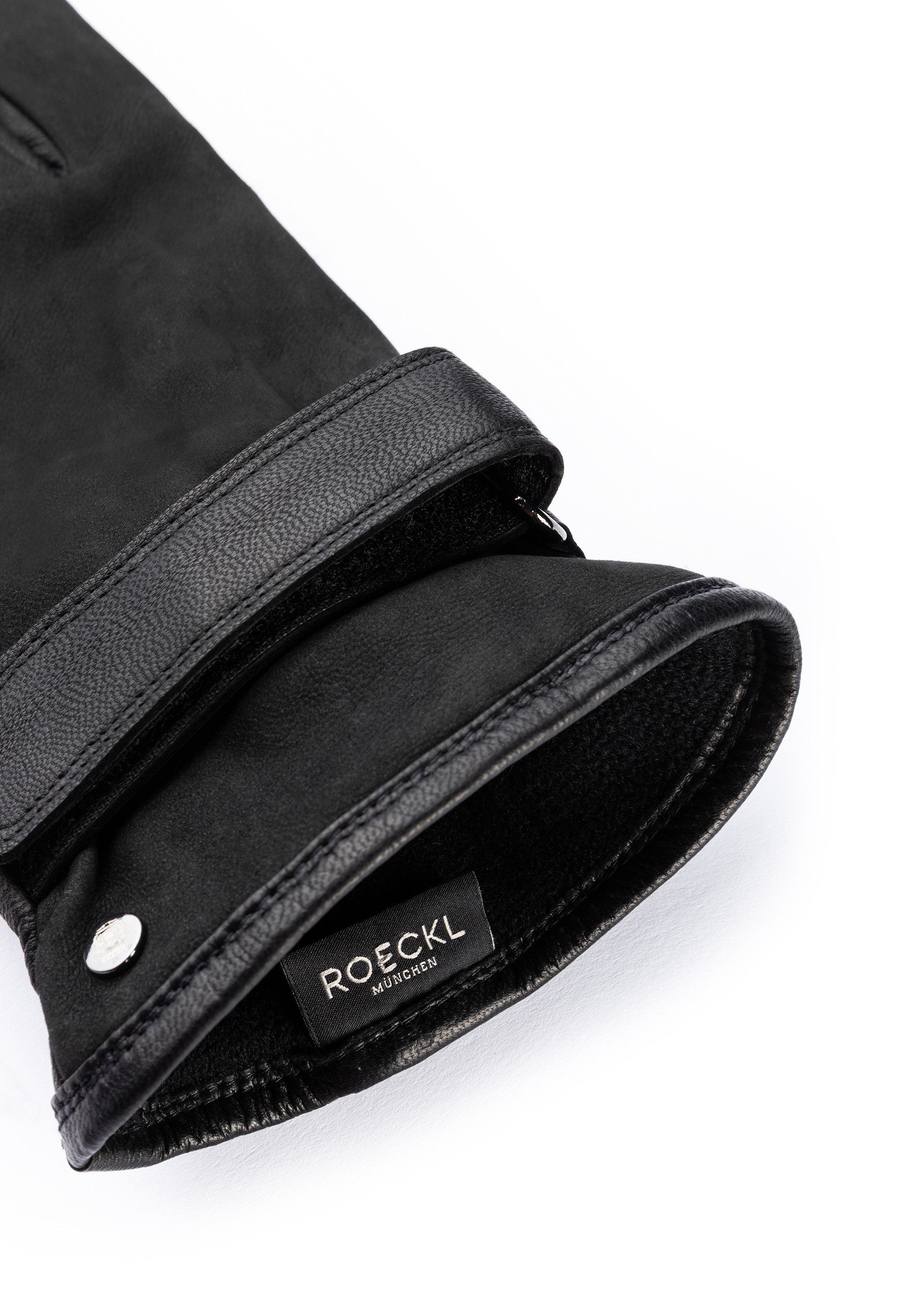 Roeckl Lederhandschuhe BREGENZ Velourshandschuhe mit Klettverschluss