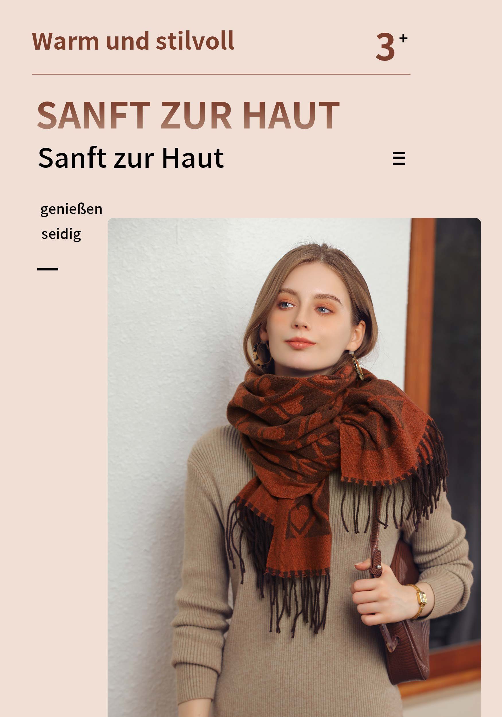 MAGICSHE Rot Schal, warmer XXL-Schal Hochwertiger Schöner Modeschals Liebesdruck
