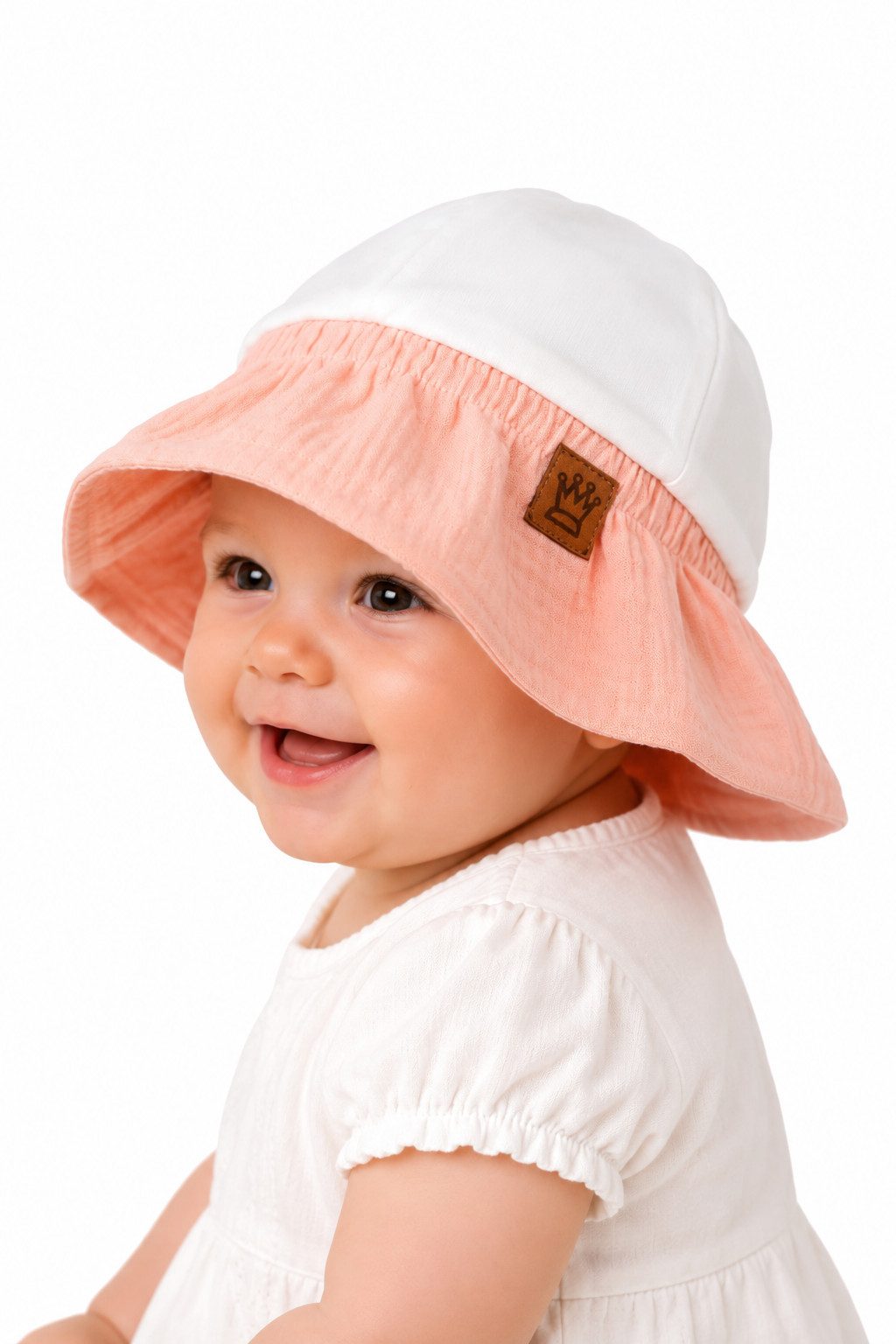La Bortini Fischerhut Baby Mütze Sommermütze für Neugeborene (aus Musselin und Interlock, für Mädchen) aus Baumwolle, 32 bis 52cm