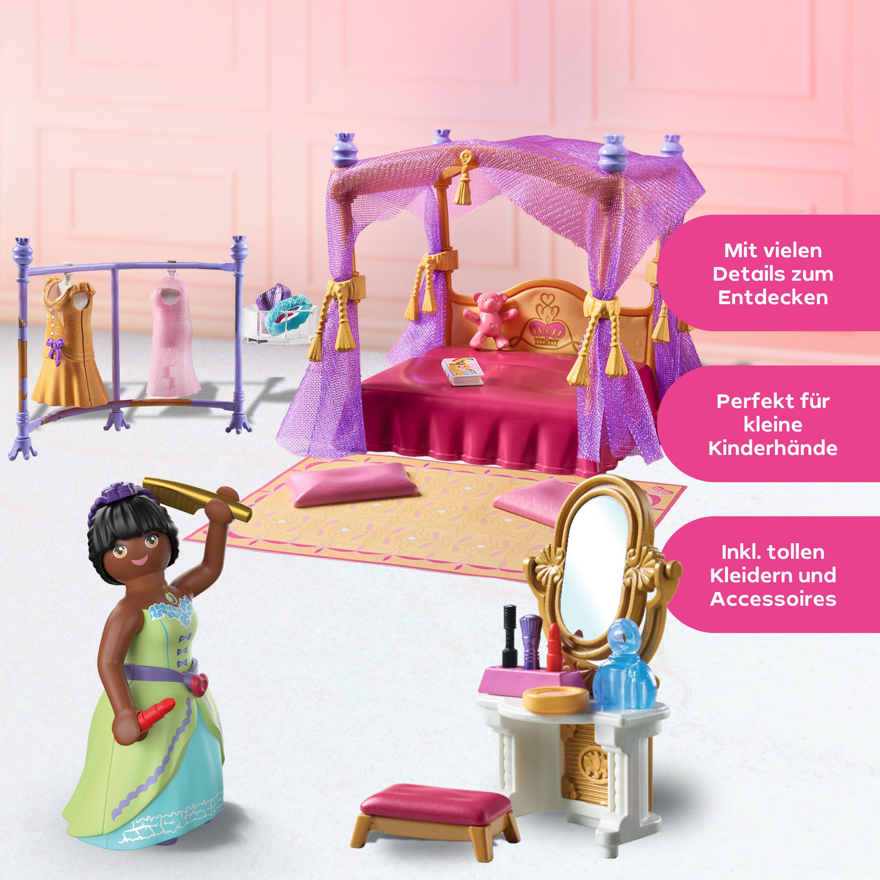 Playmobil® Prinzessinnen-Schlafzimmer mit Ankleide (71847), Princess Magic Konstruktions-Spielset, (57 St), Made in Europe
