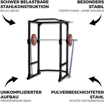 SF SUPRFIT Kraftstation Power Rack - Multi Squat Rack Kraftstation mit Safety Spotter, J-Cups & Dip Station, Powerracks mit Multigrip Klimmzugstange und optionalem Latzug und/oder Kabelzug, Fitness Rack