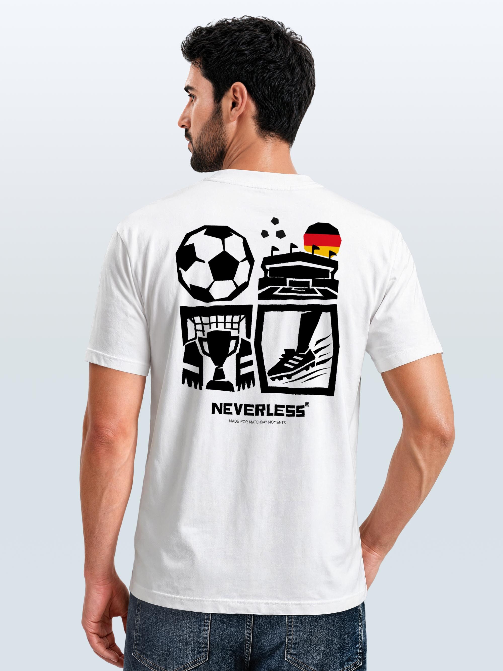 Neverless Print-Shirt Herren T-Shirt Frontprint - Design Football Icons - Baumwollshirt mit Print