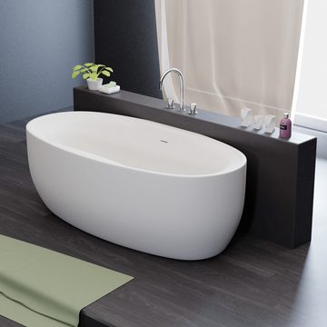 TroniTechnik Badewanne Freistehende Badewanne DOKOS, 180 x 100 x 60cm (L x B x H), (vormontiert, aus hochwertigem Sanitäracryl, Wärmespeichernd, 1-tlg), aus glasfaserversärktem Acryl, Überlauf-Ablauf, Push-to-open Abfluss