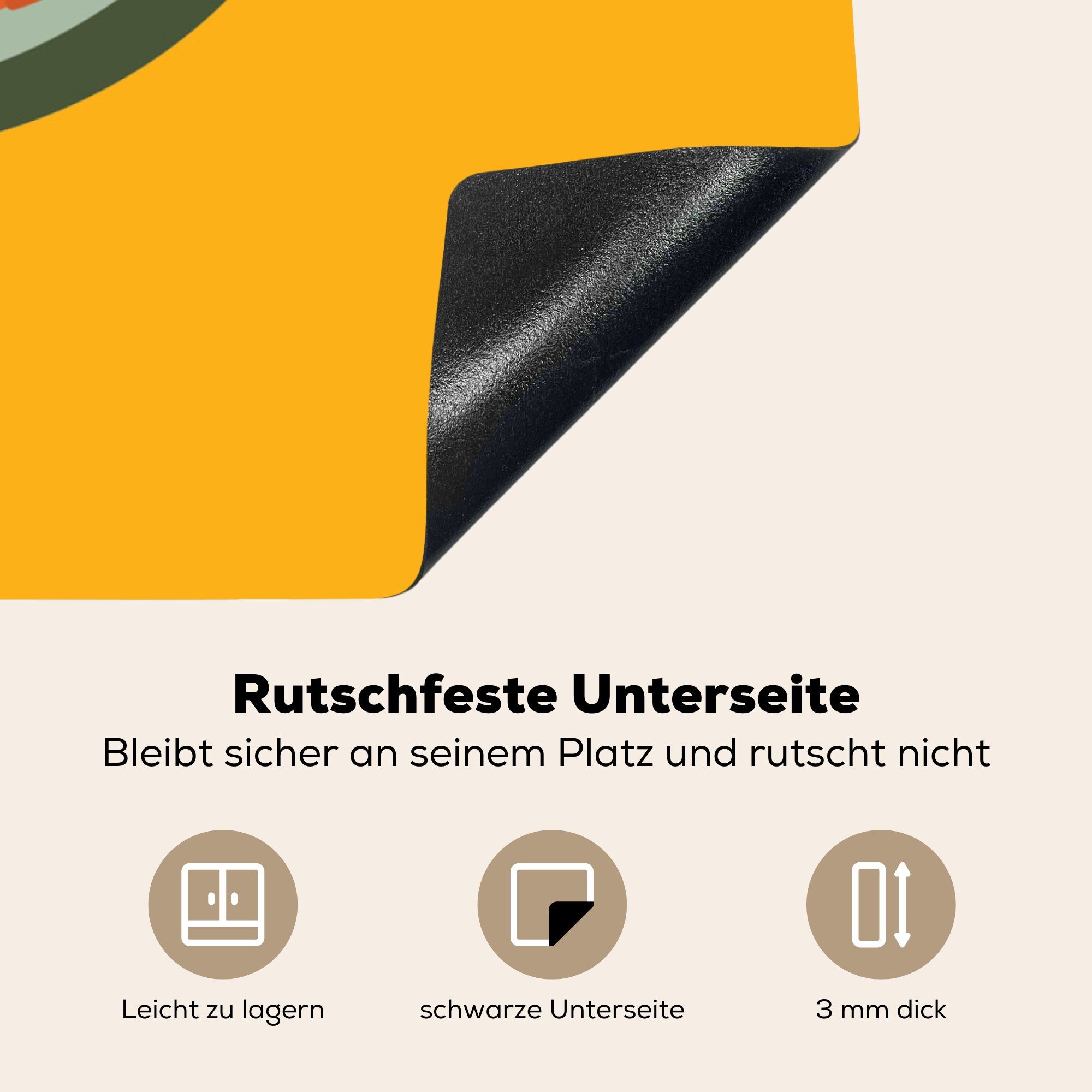 Wassermelone - 78x78 küche für MuchoWow Arbeitsplatte (1 tlg), cm, Vinyl, - Herdblende-/Abdeckplatte Ceranfeldabdeckung, Gelb, Sommer