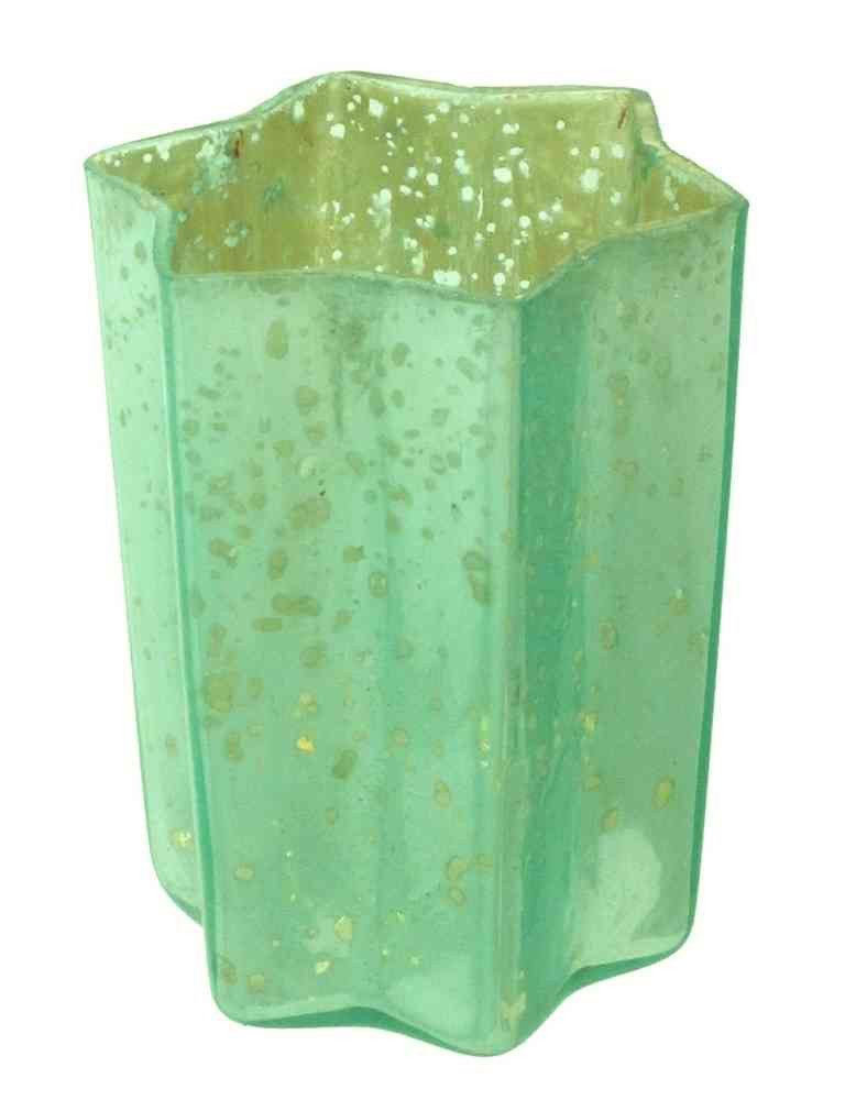 Gasper Windlicht Glas-Teelicht Stern 10cm. Teelichtglas Windlicht verspiegelt