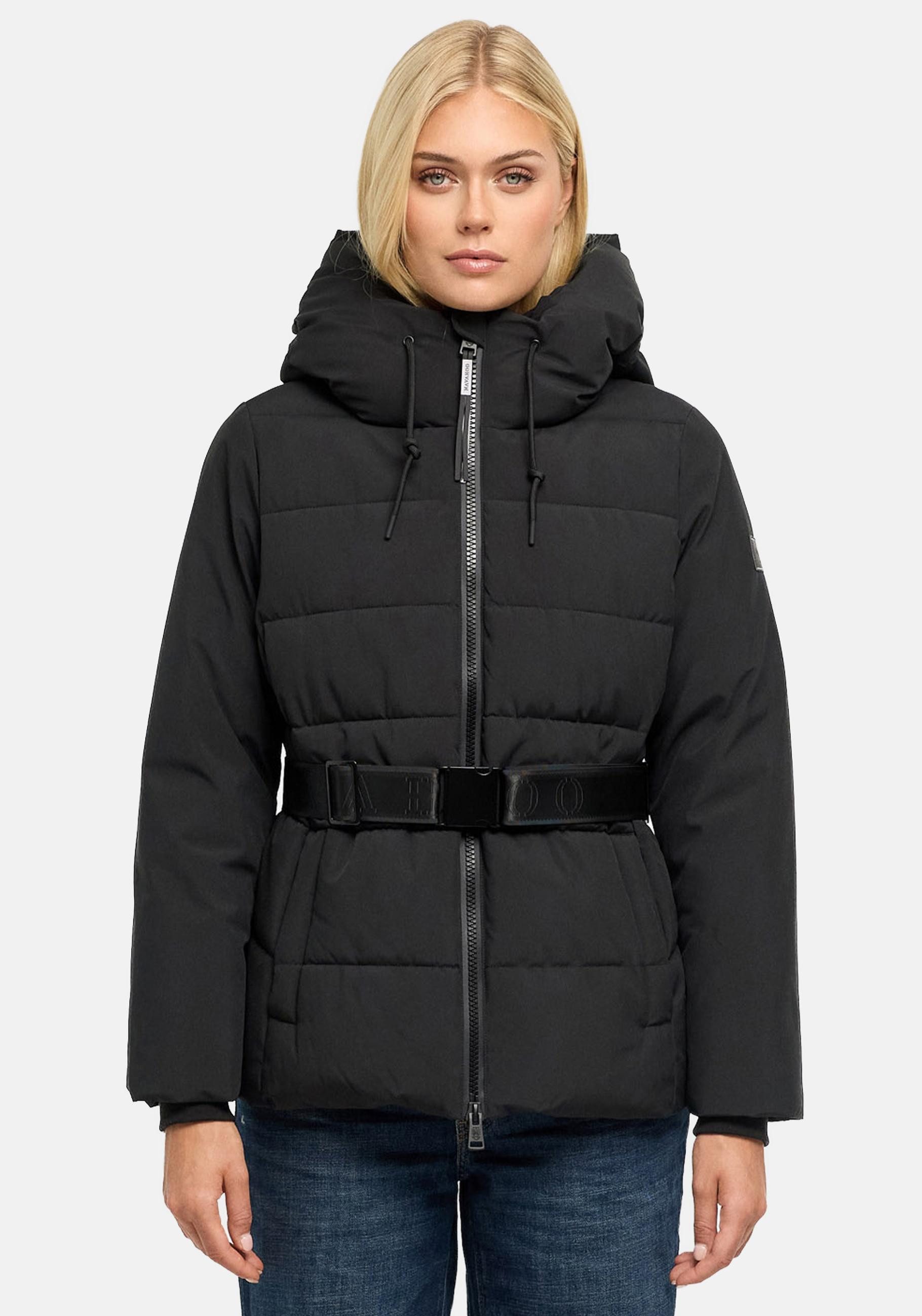 Navahoo Steppjacke Wattewunder XIV Damen Winterjacke mit Taillengürtel
