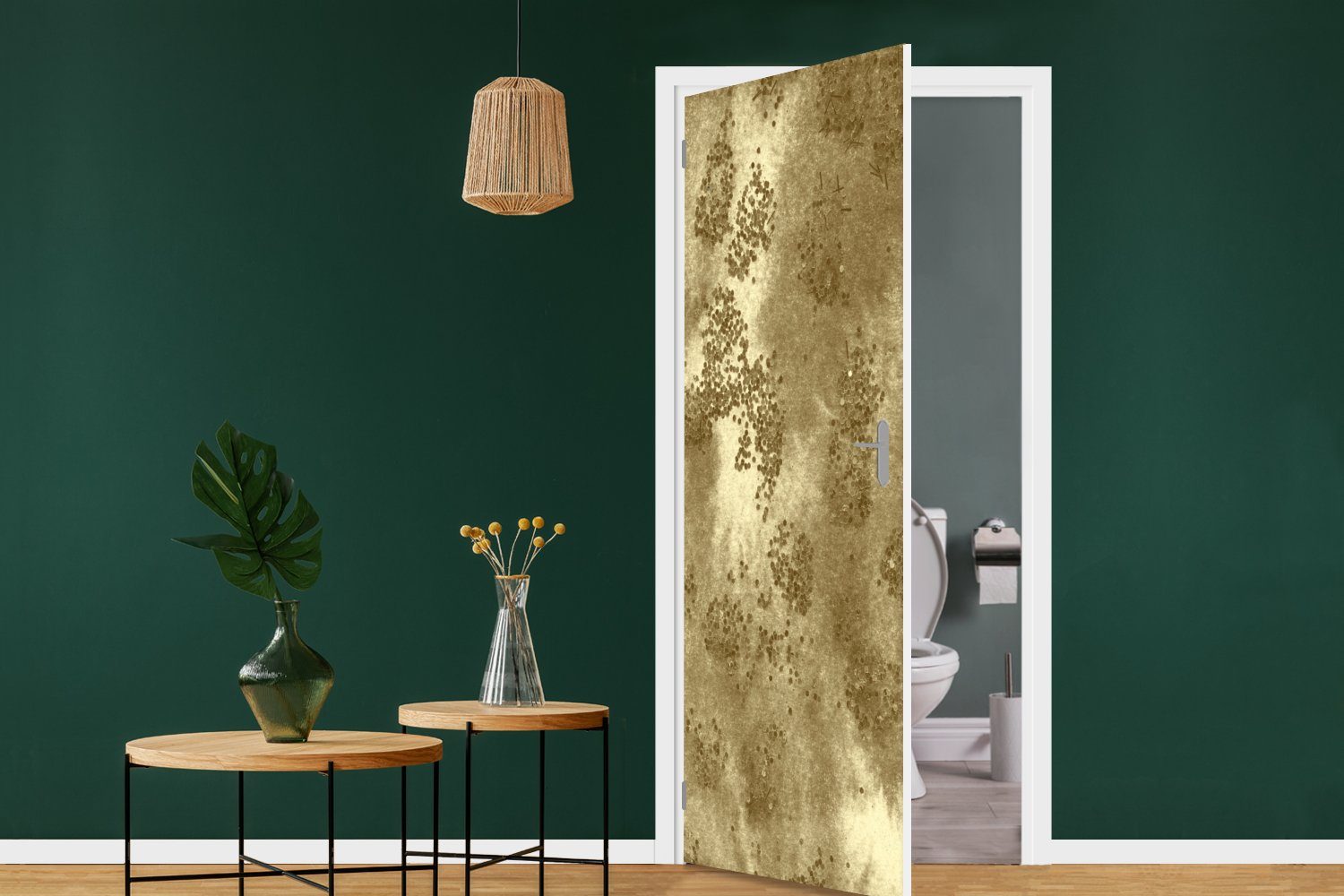Tür, Türtapete bedruckt, cm Glitzer MuchoWow Gold - Türaufkleber, St), (1 - Textur, Matt, für Fototapete 75x205