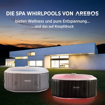 Arebos Whirlpool Aufblasbar, In- & Outdoor, 154x154 cm, 4 Personen, (Set, Set)