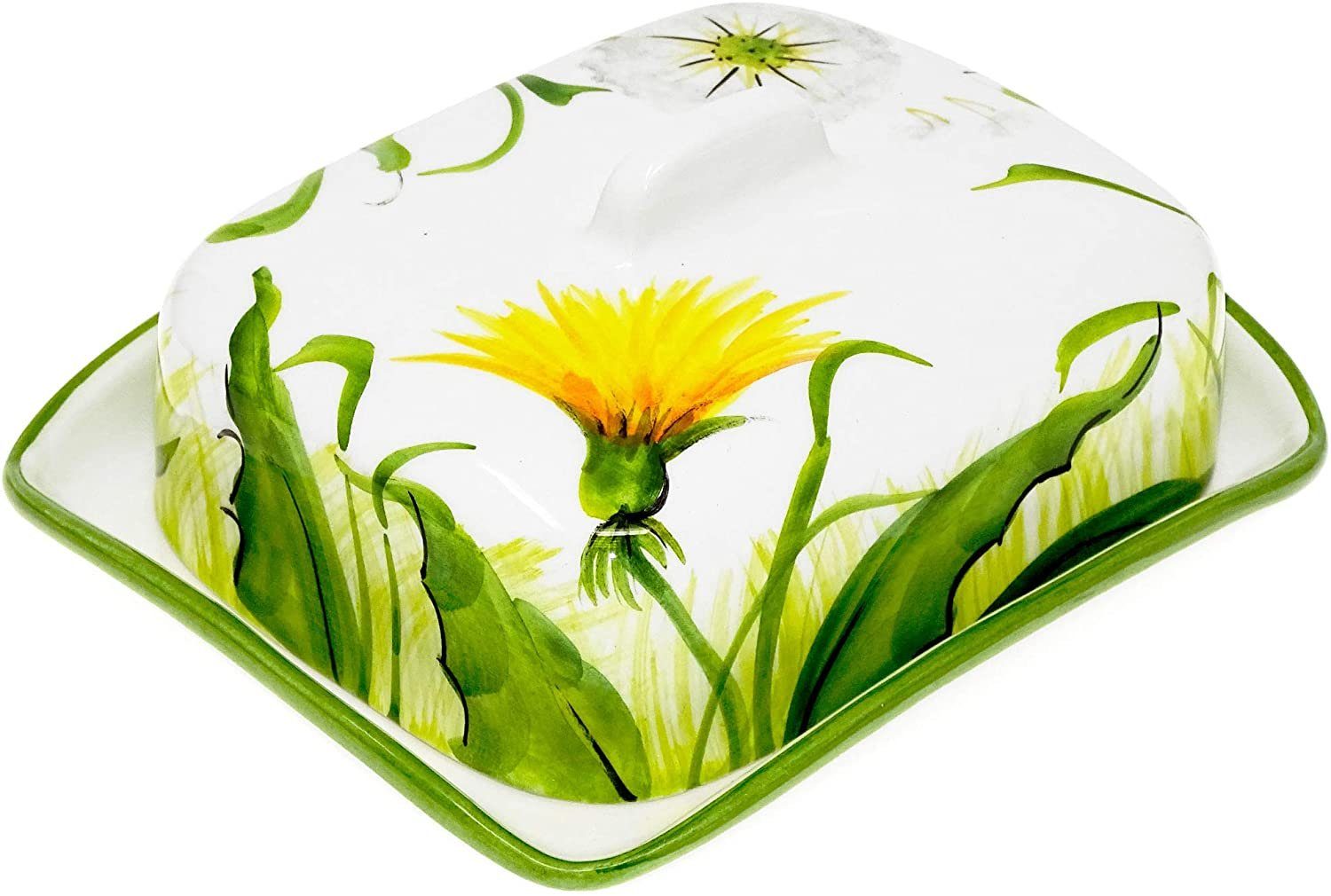 Lashuma Butterdose Pusteblume, Keramik, (1-tlg., 18 x 14 cm), Handgemachtes Buttergefäß für 250 g Butter