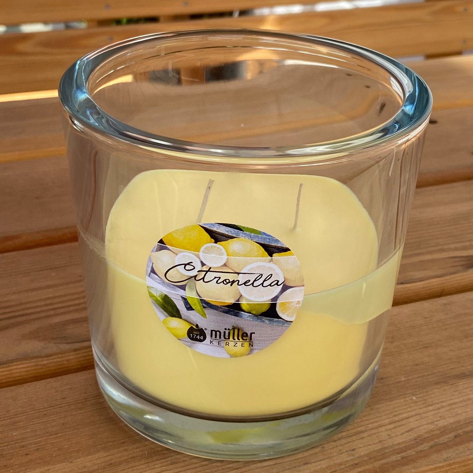 ECI Tools Duftkerze Citronella 2-Docht-Kerzen-Glas groß 120/123 mm hellgelb (1 tlg)
