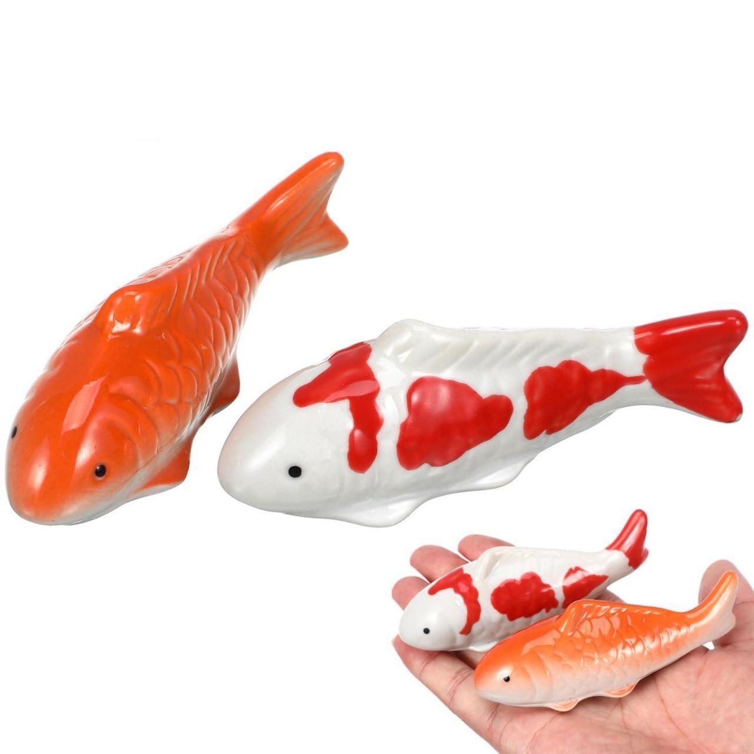 LuxusKollektion Teichfigur Keramik Schwimmfische Deko 2er-Set, (2-St)