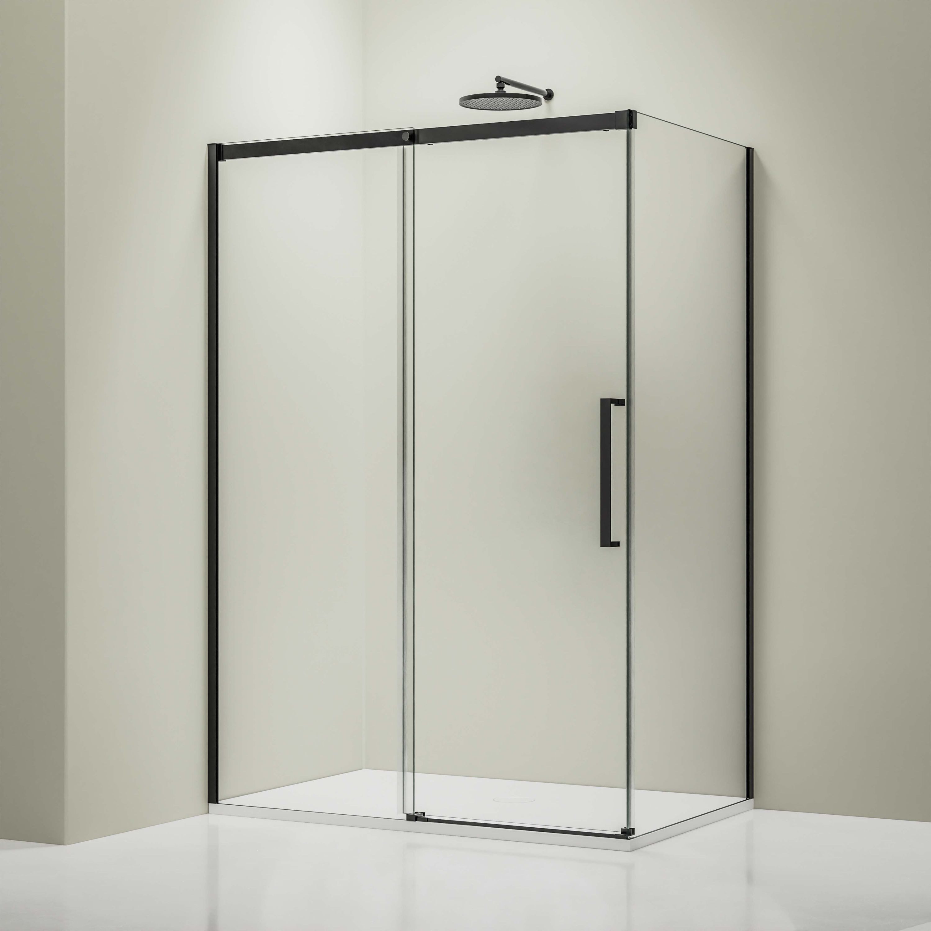 Bernstein Eckdusche DX906 FLEX 100x100 cm Schwarz, BxT: 100x100 cm, Schiebetür 100cm Seitenwand 100cm Soft-Close 8mm Nano
