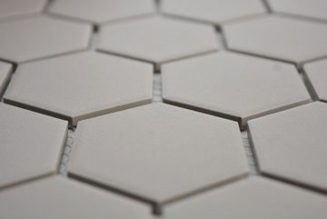 Mosani Bodenfliese Sechseck Mosaik Fliese Keramik schlammgrau rutschsicher Duschtasse