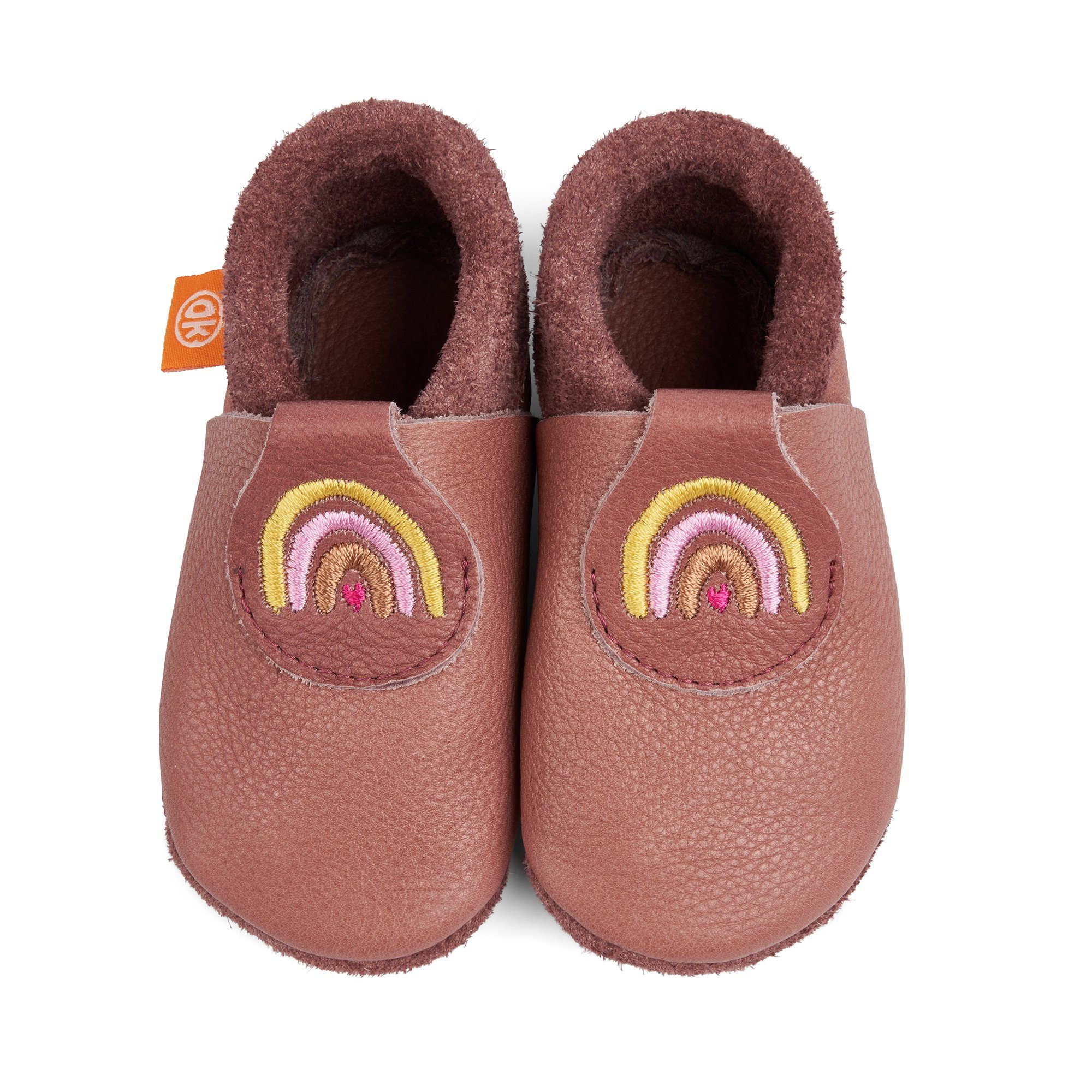 Orangenkinder® Reginchen der Regenbogen Baby Krabbelschuh pflanzlich gegerbtes Leder, Made in Germany, atmungsaktiv