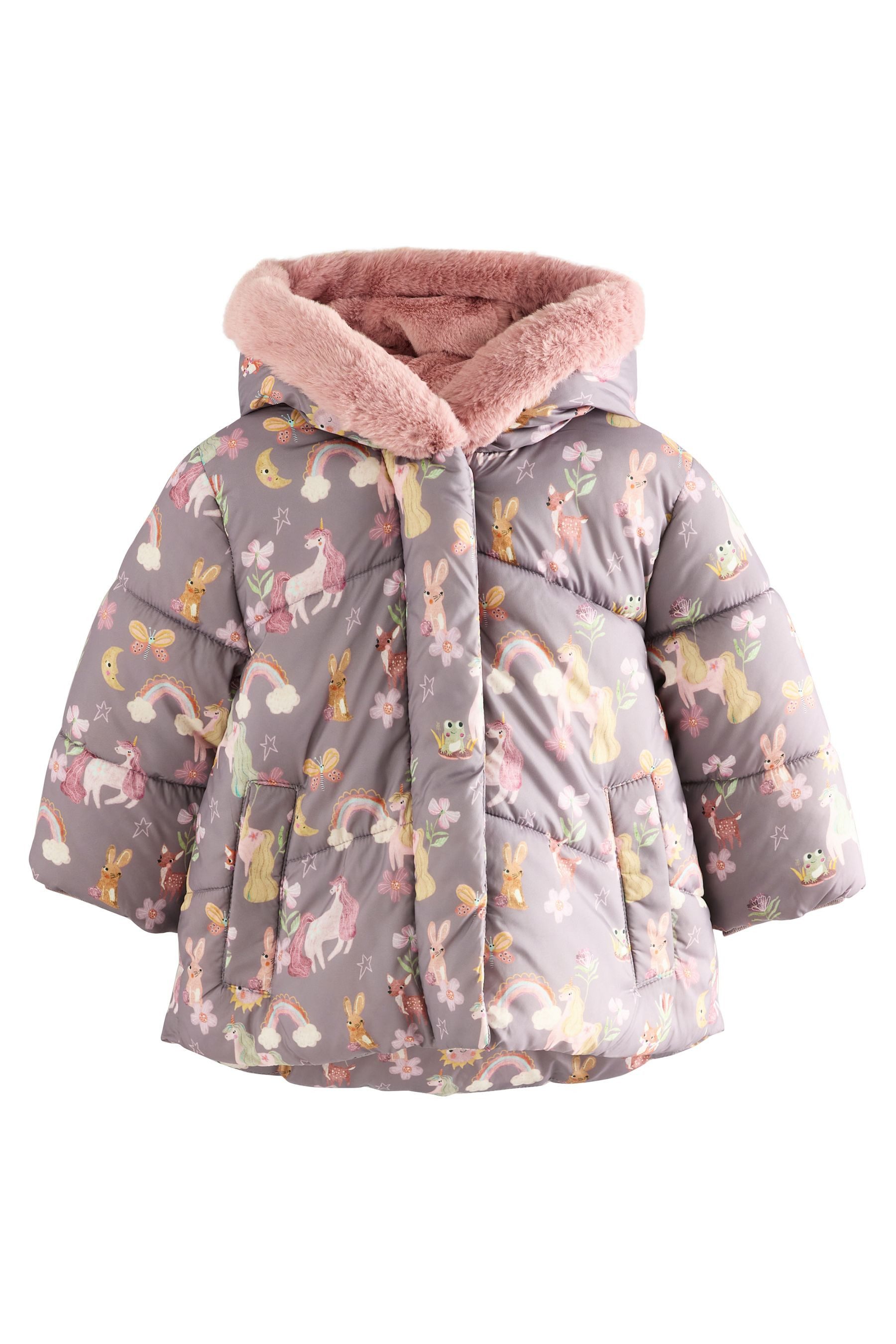 Next Fellimitatmantel Wasserabweisende Steppjacke, Besatz aus günstig online kaufen