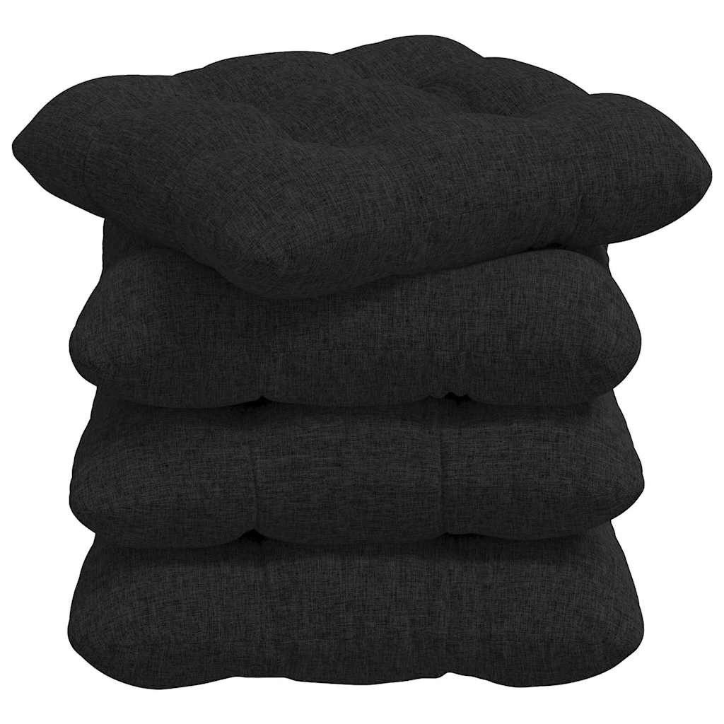 vidaXL Sitzauflage Sitzkissen 4 stk. Stoff Schwarz 40 x 40 x 12 cm, (4 St)