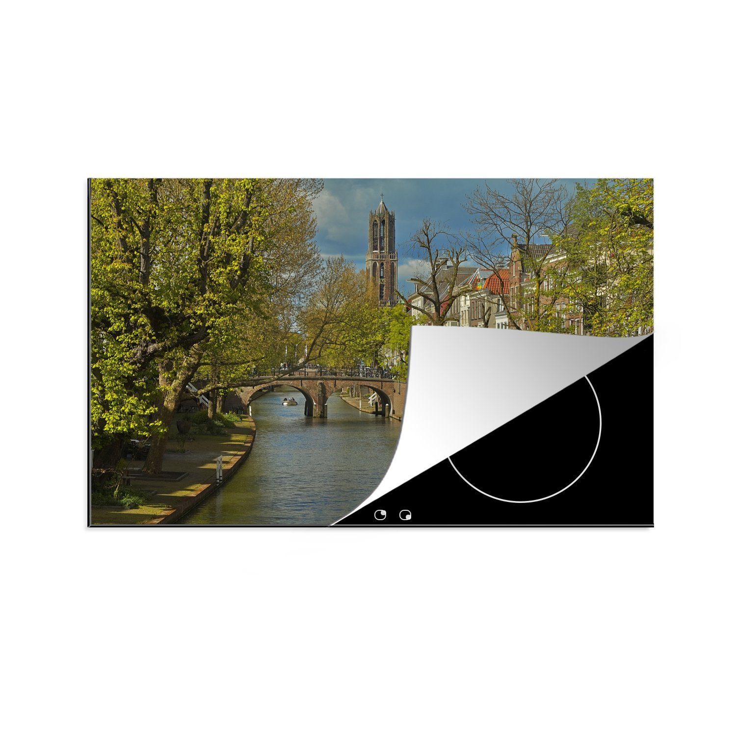 MuchoWow Herdblende-/Abdeckplatte Pflanzen - Utrecht - Wasser, Vinyl, (1 tlg), 81x52 cm, Induktionskochfeld Schutz für die küche, Ceranfeldabdeckung