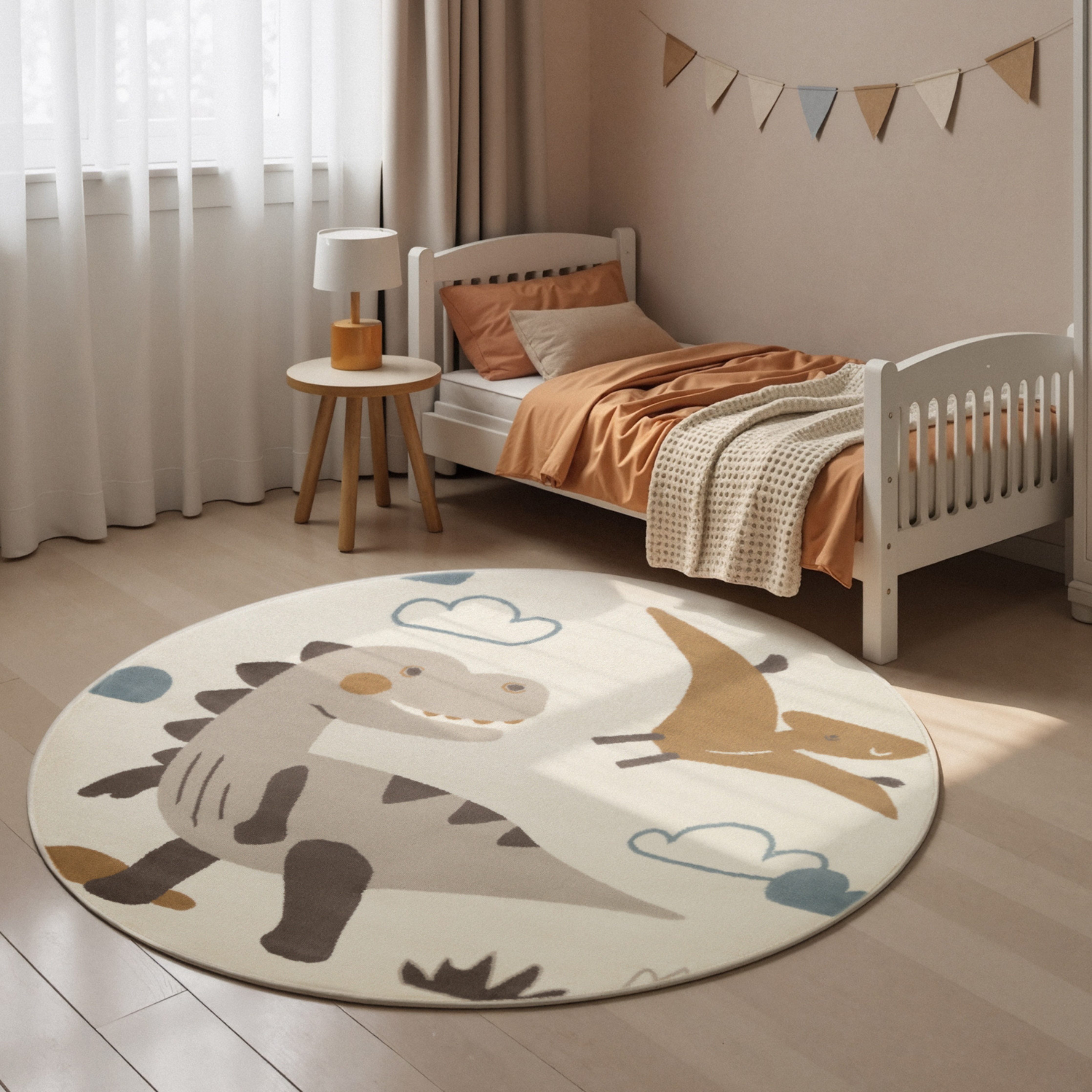 HANSE Home Kinderteppich Dino, rund, Höhe: 10 mm, Pflegeleicht, Weich, Kinderzimmer, Spielteppich, Spielunterlage