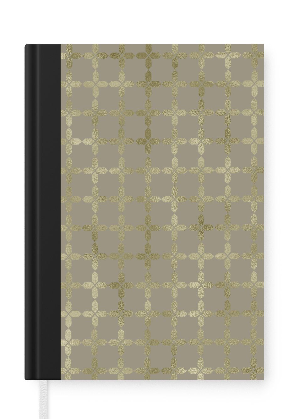 MuchoWow Notizbuch Muster - Gold - Grau - Luxus, Journal, Merkzettel, Tagebuch, Notizheft, A5, 98 Seiten, Haushaltsbuch