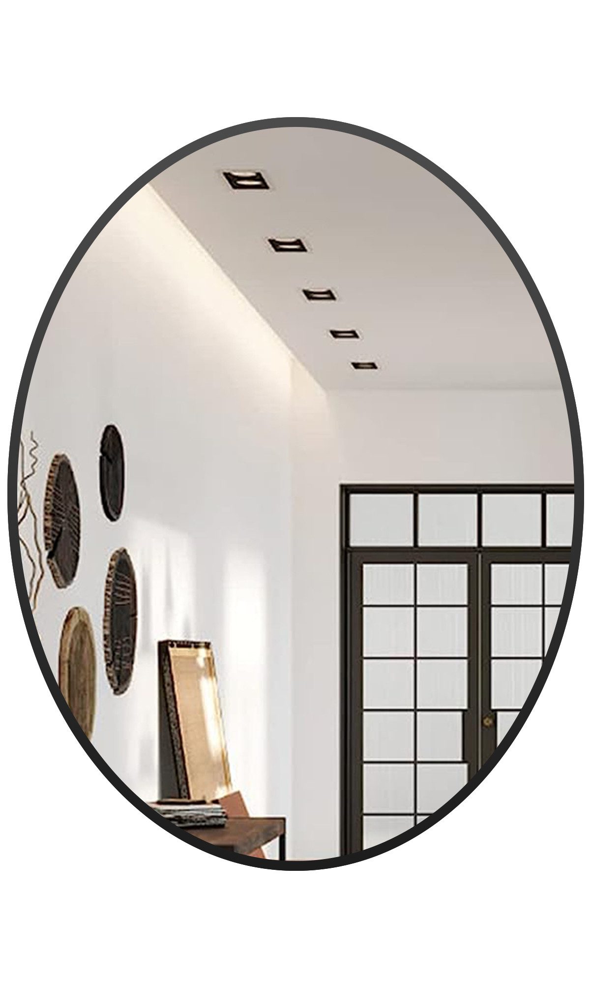 Boromal Spiegel Rund Flur 50x70 Schwarz Flurspiegel modern Wandspiegel Alu günstig online kaufen