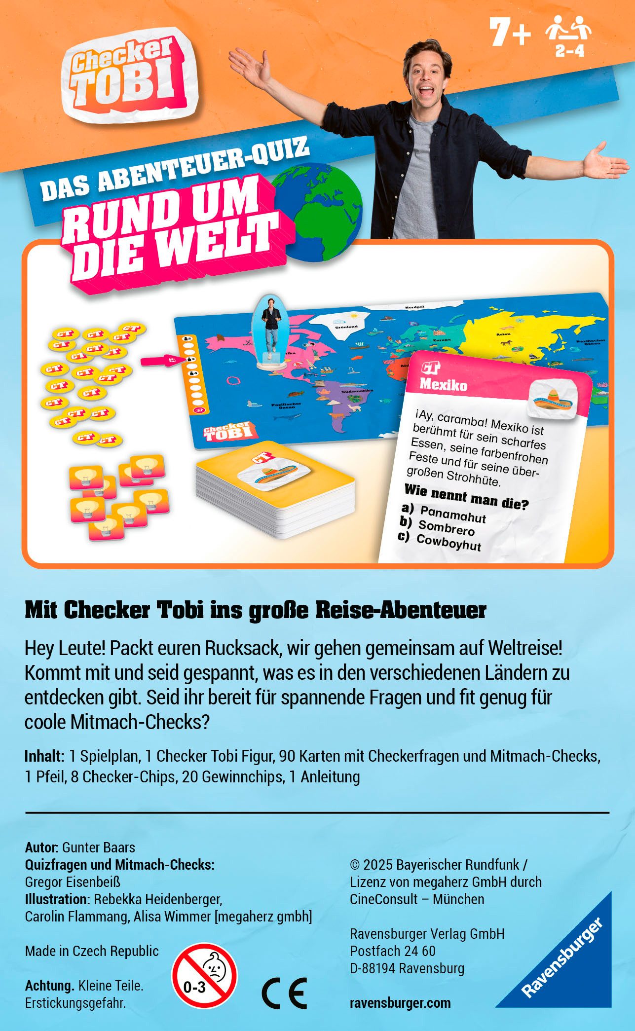 Ravensburger Spiel Checker Tobi: Rund um die Welt, Gesellschaftsspiel, Made in Europe